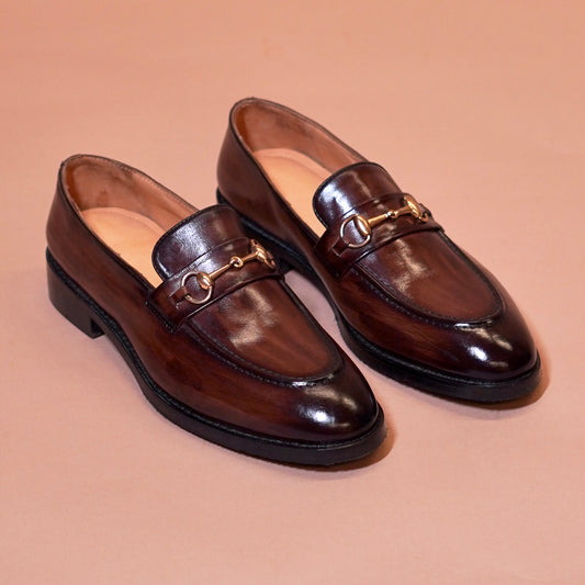 Bruno Oro men's brown leather loafer styled for formal wear