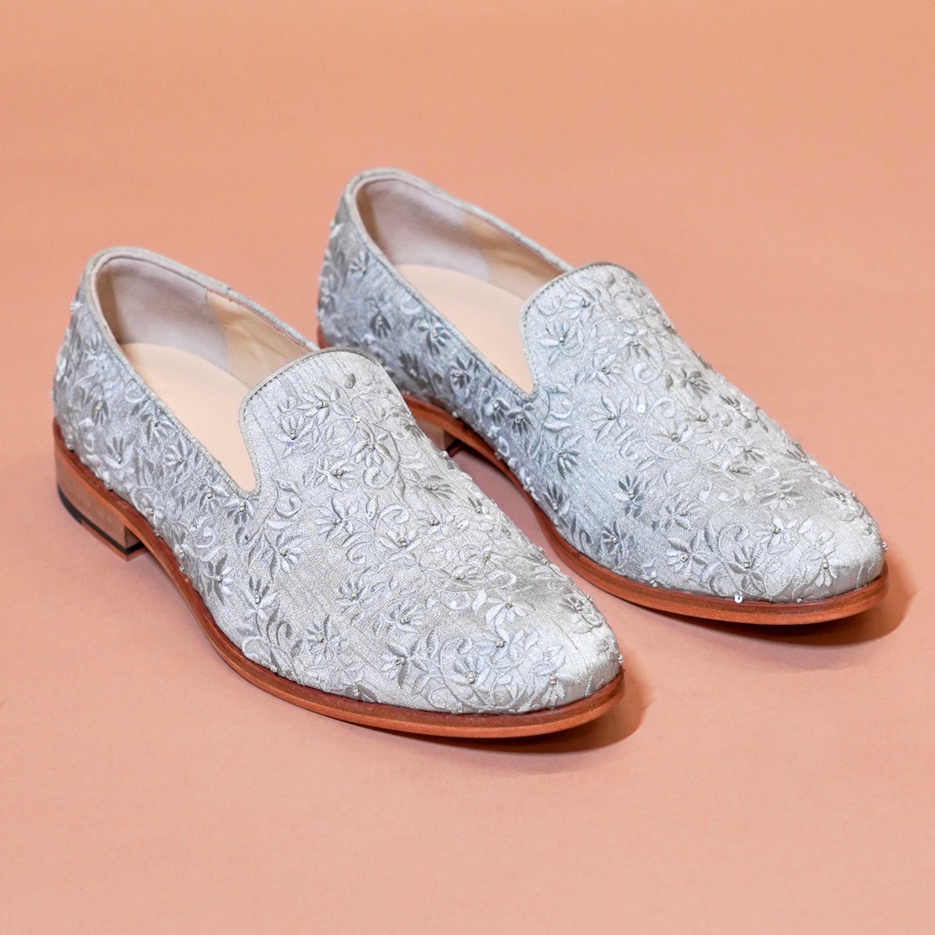 Ricamo Verde mintgreen embroidered loafer styled for Indian wedding occasions