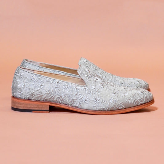 Ricamo Verde sequin-embellished silk loafer for men – side profile