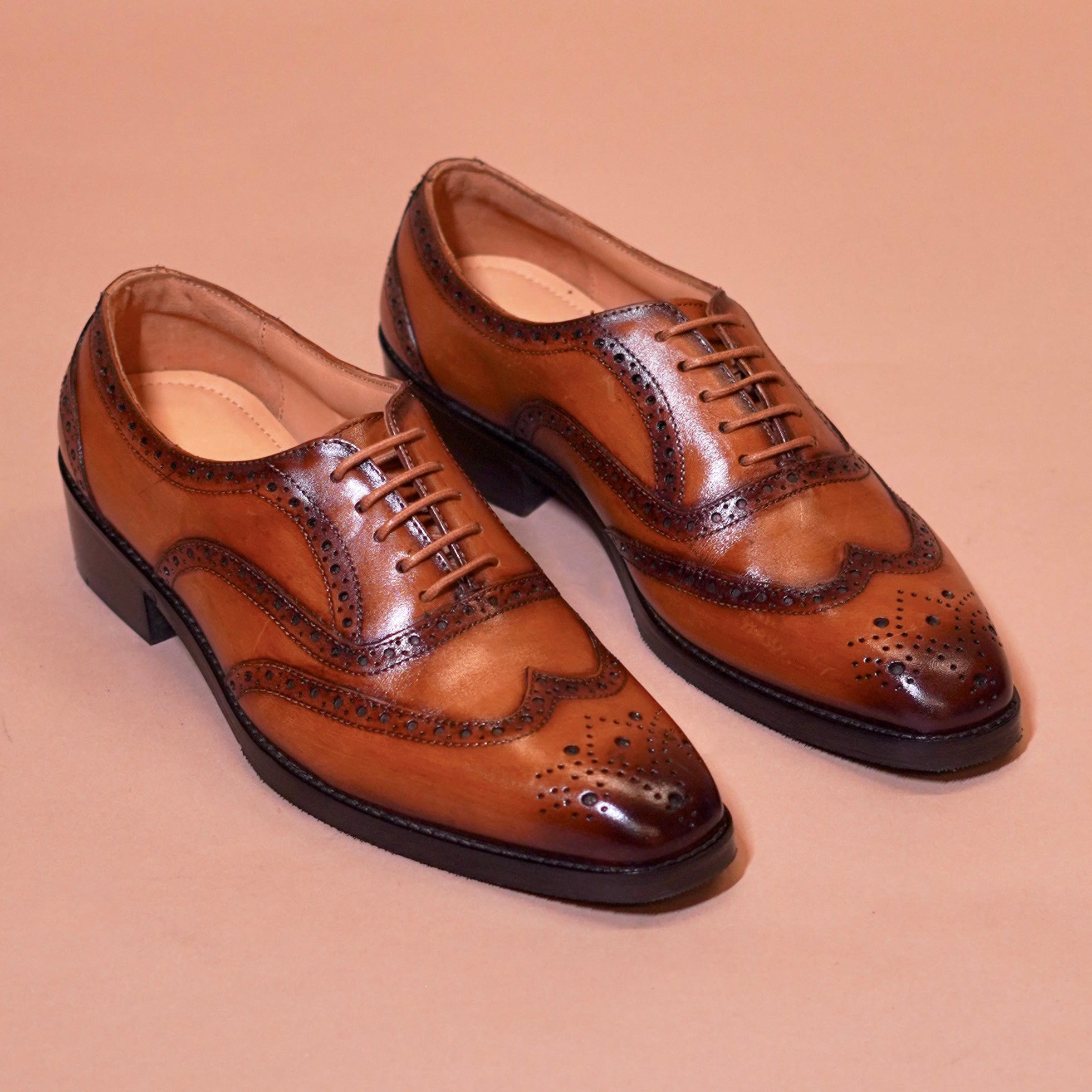 Tanino Classico tan brogue Oxford shoes with premium leather sole