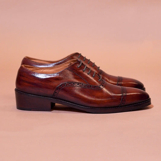 Bruno Spazzolato men's brown leather Oxford shoes with brogue detailing – side view