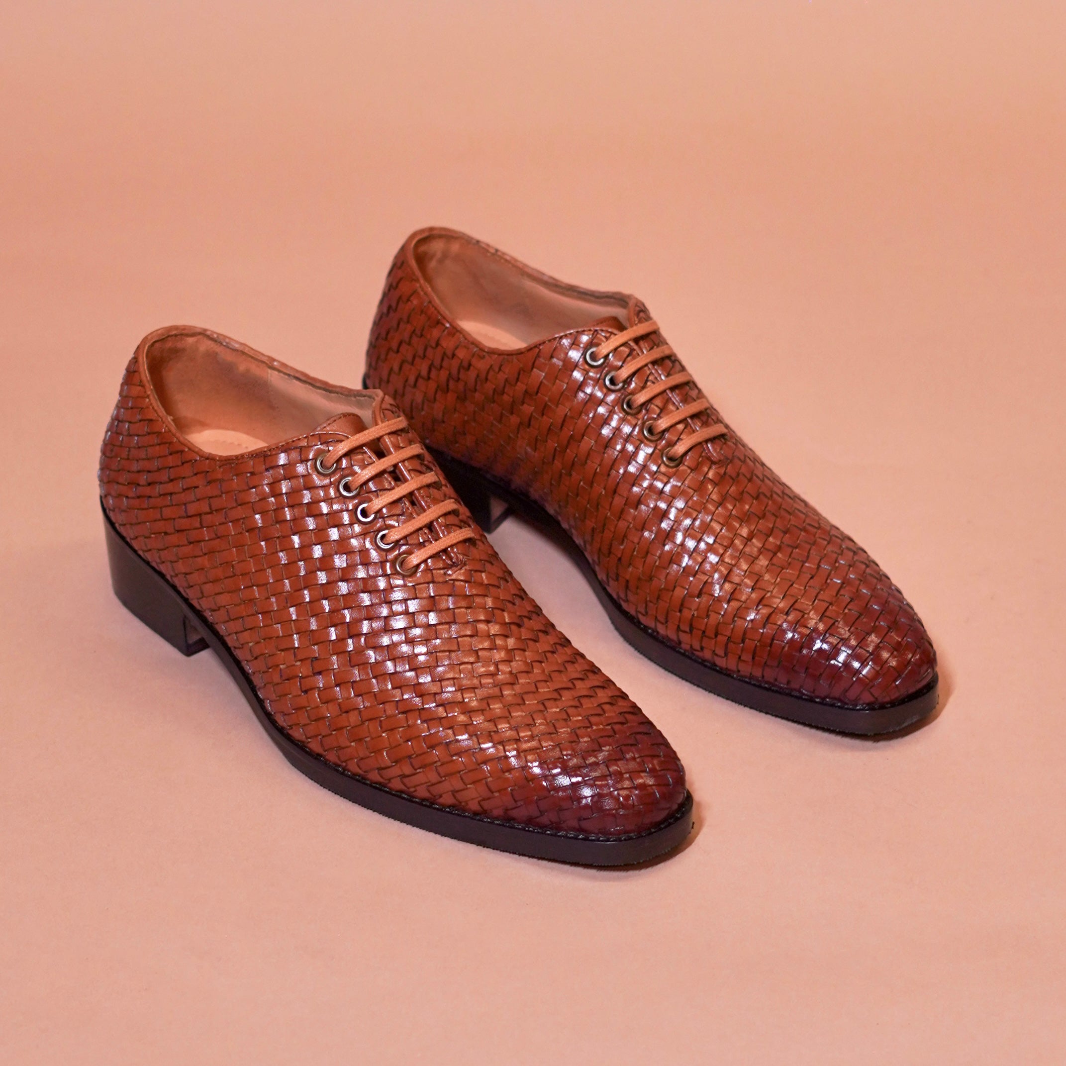 Alto Tesso | Tan woven full-grain leather Oxfords