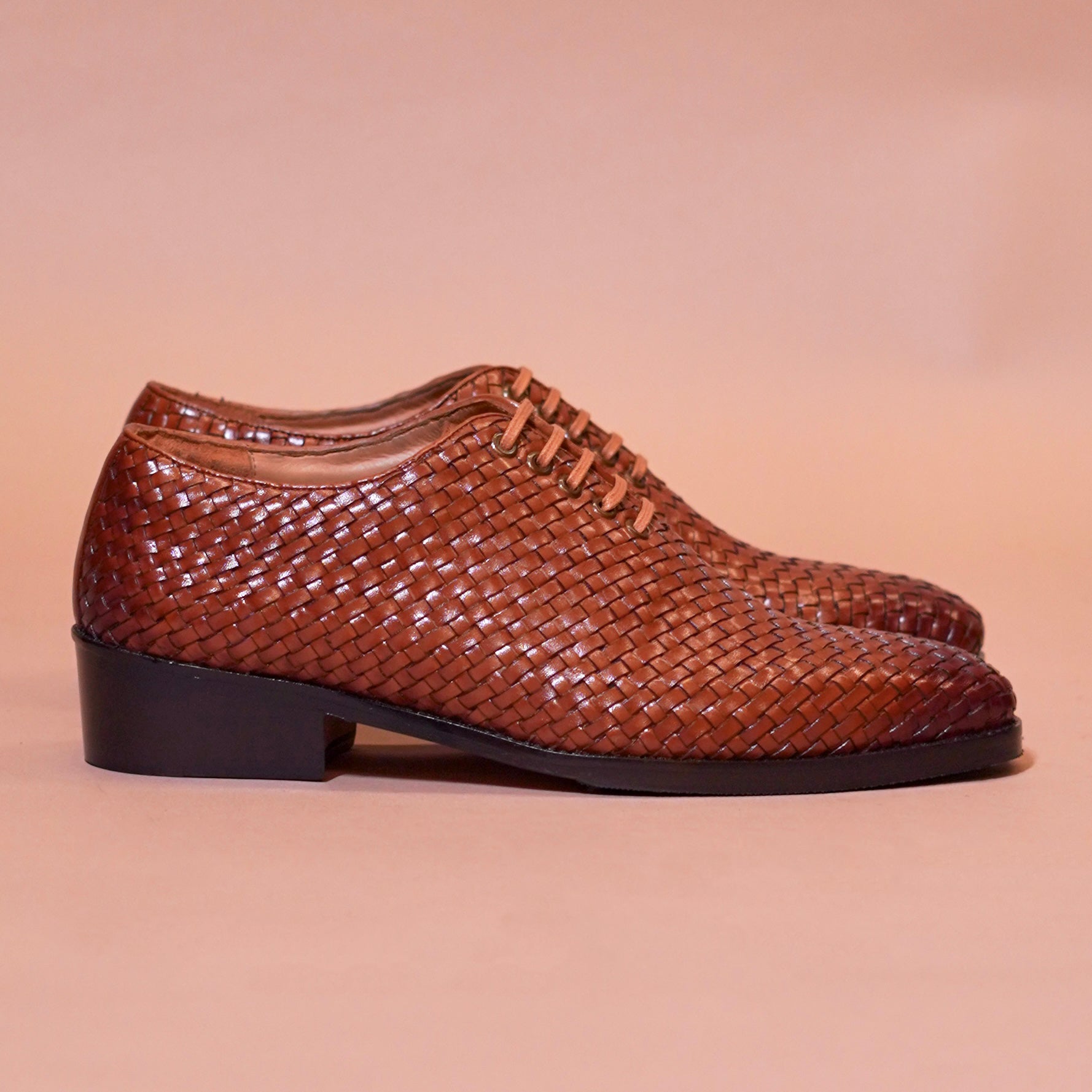 Alto Tesso | Tan woven full-grain leather Oxfords