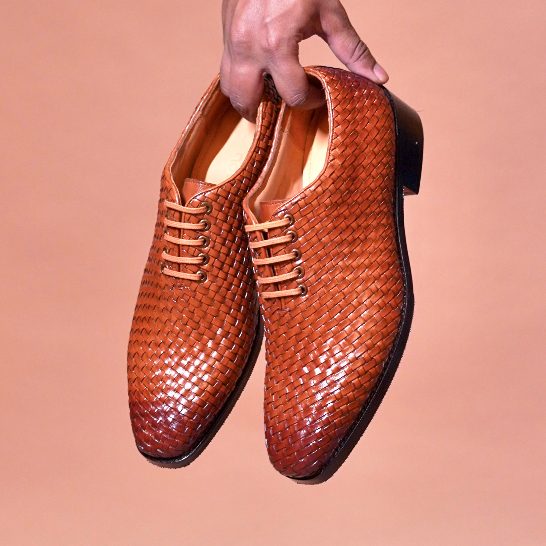 Alto Tesso | Tan woven full-grain leather Oxfords