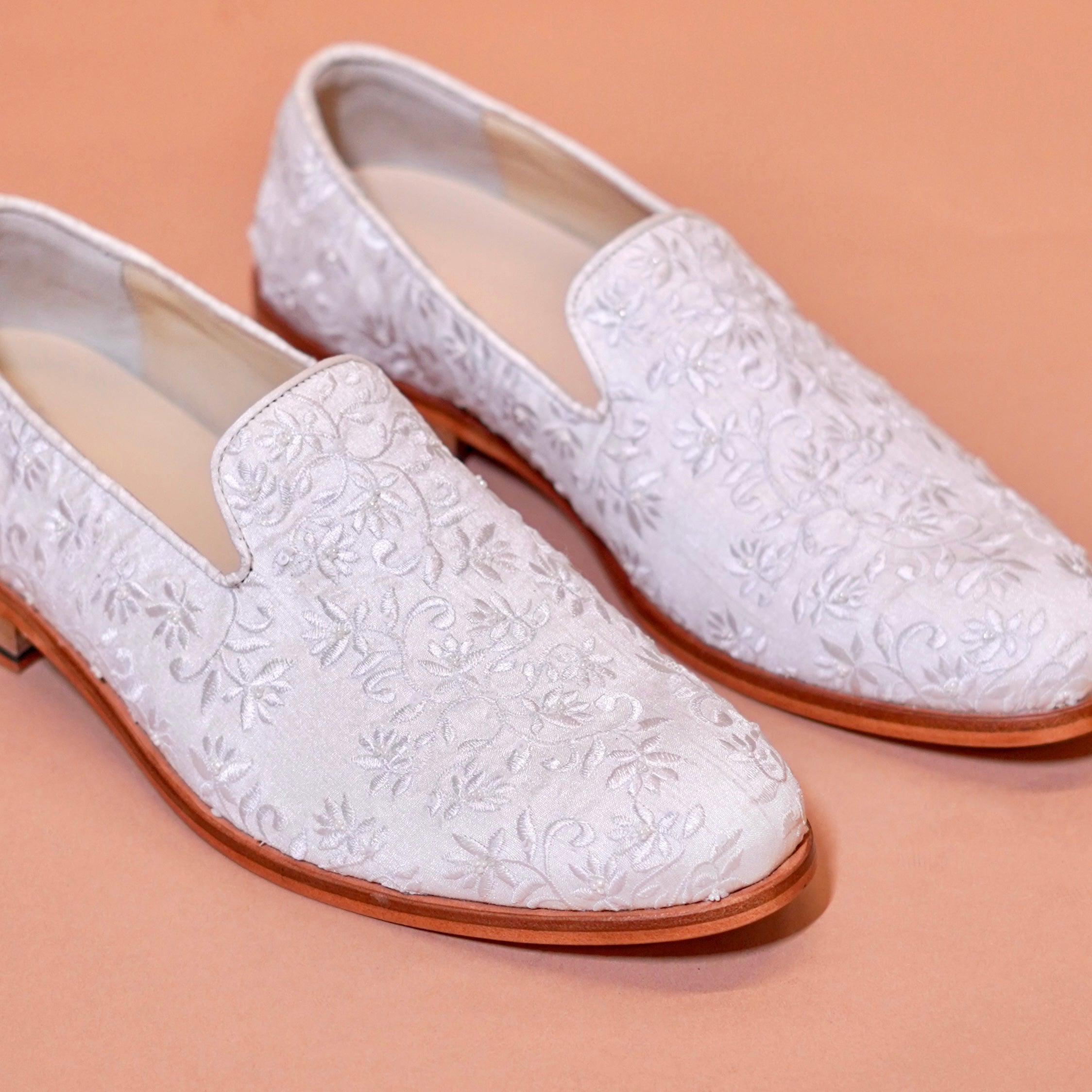 Ricamo Rosa pink wedding loafer with floral silk embroidery
