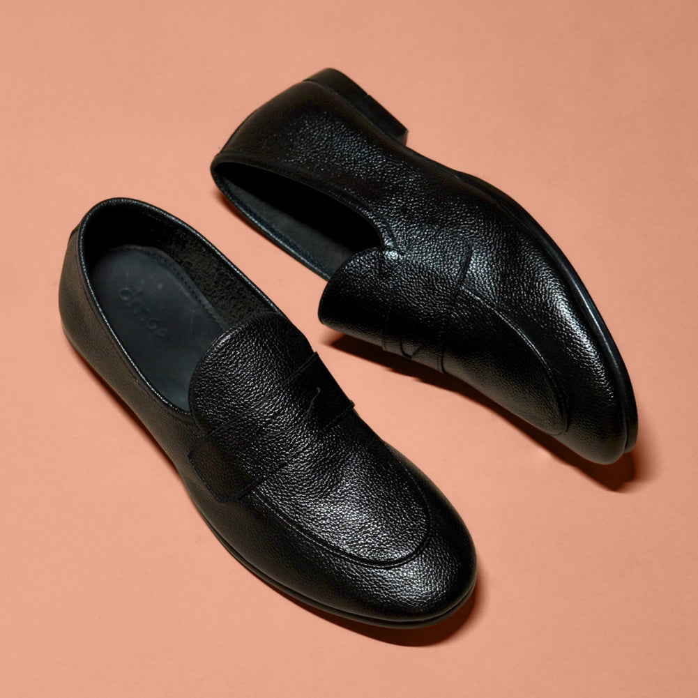 Flexo Nero | Black milled leather loafers