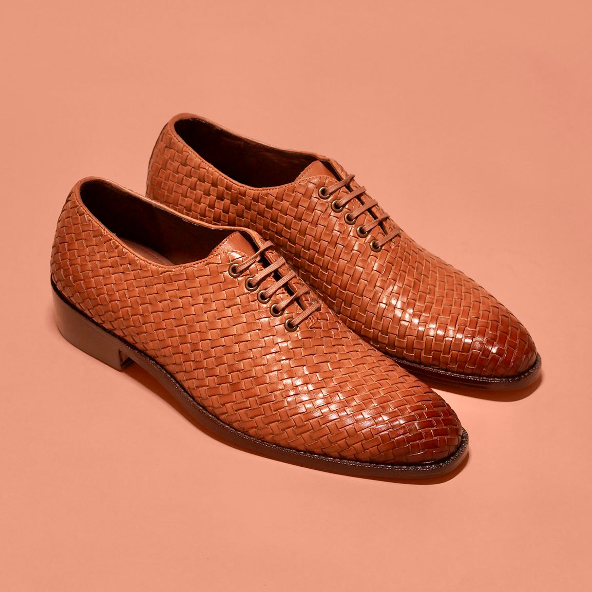 Alto Tesso | Tan woven full-grain leather Oxfords