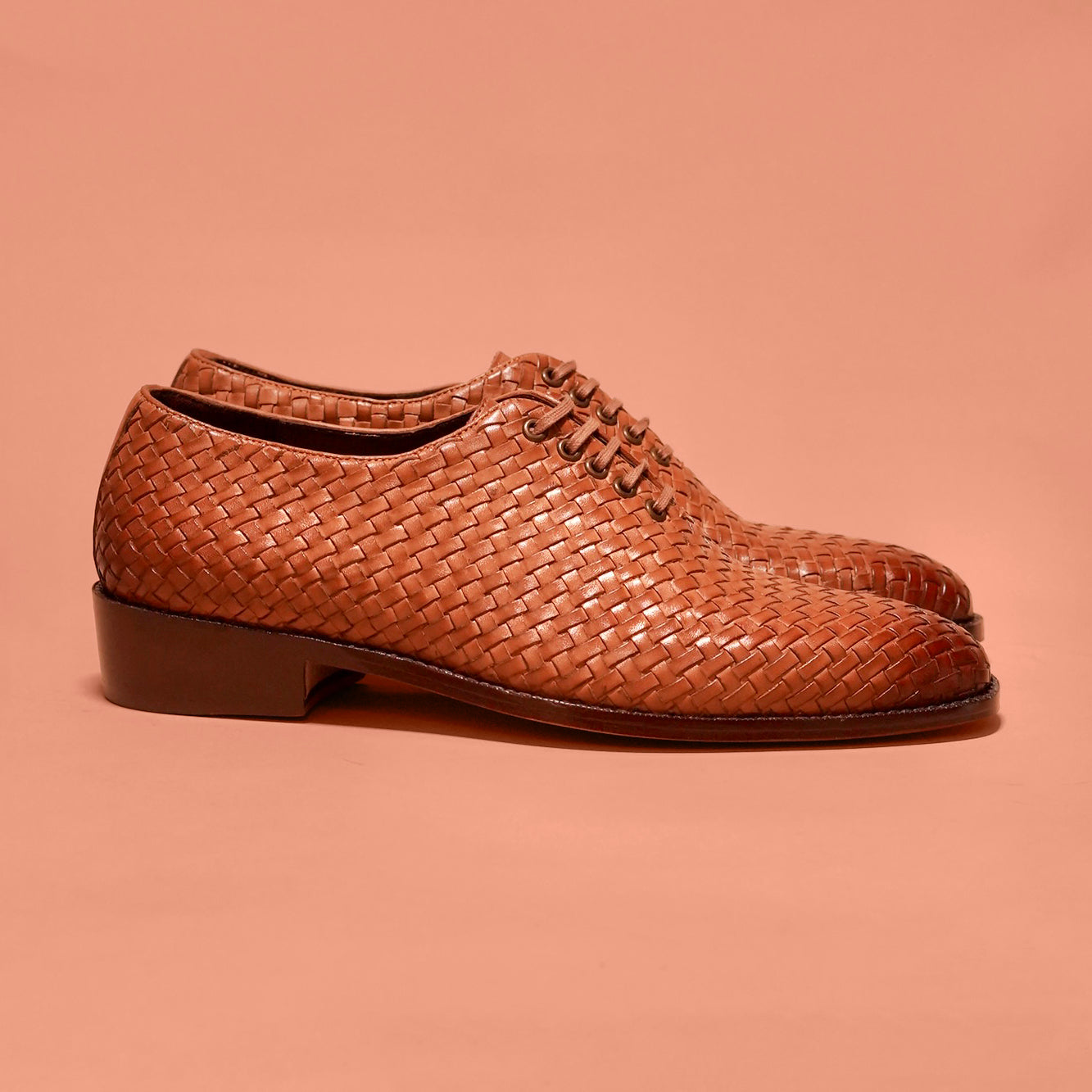 Alto Tesso | Tan woven full-grain leather Oxfords