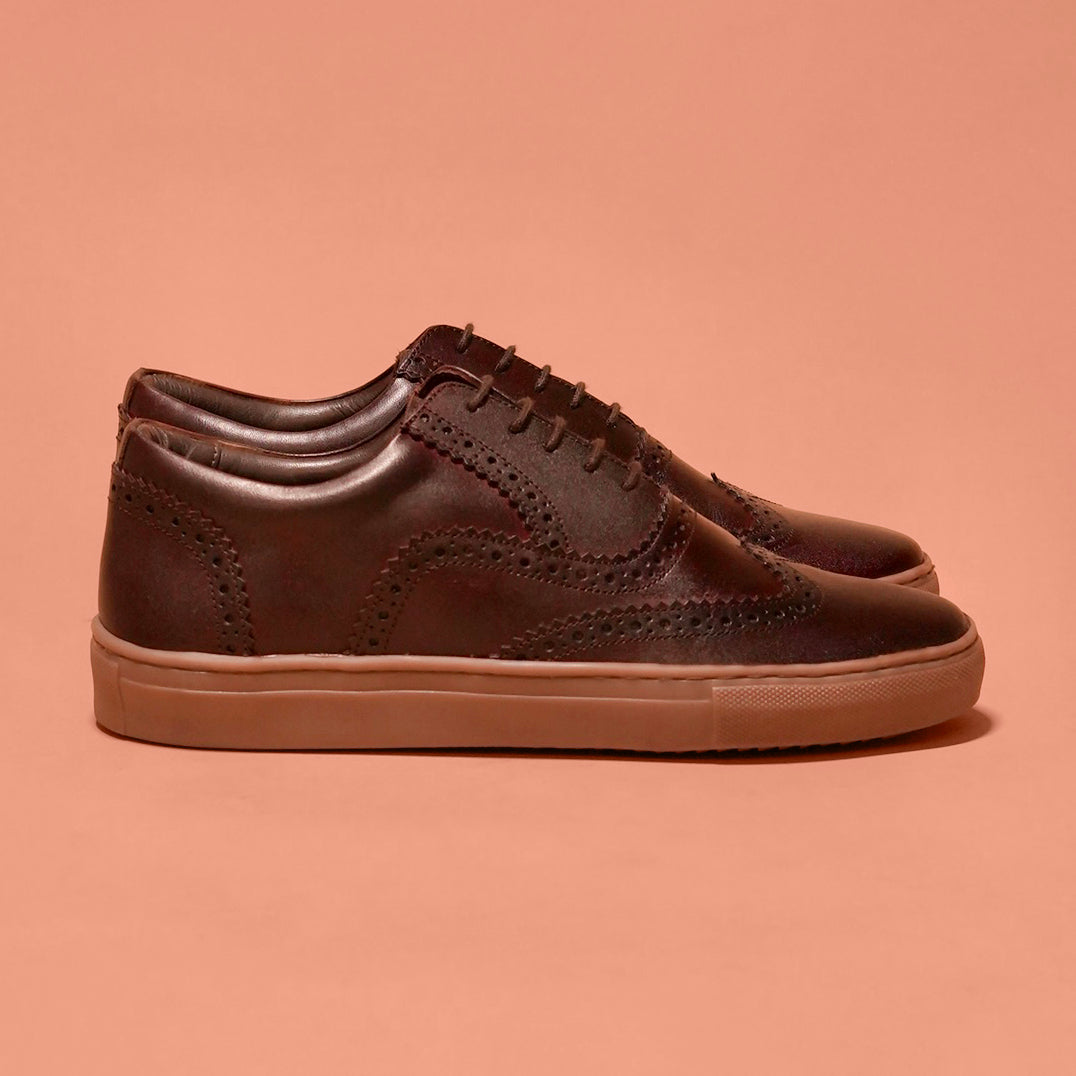 Fresco Marrone | Brown leather Brogue sneakers