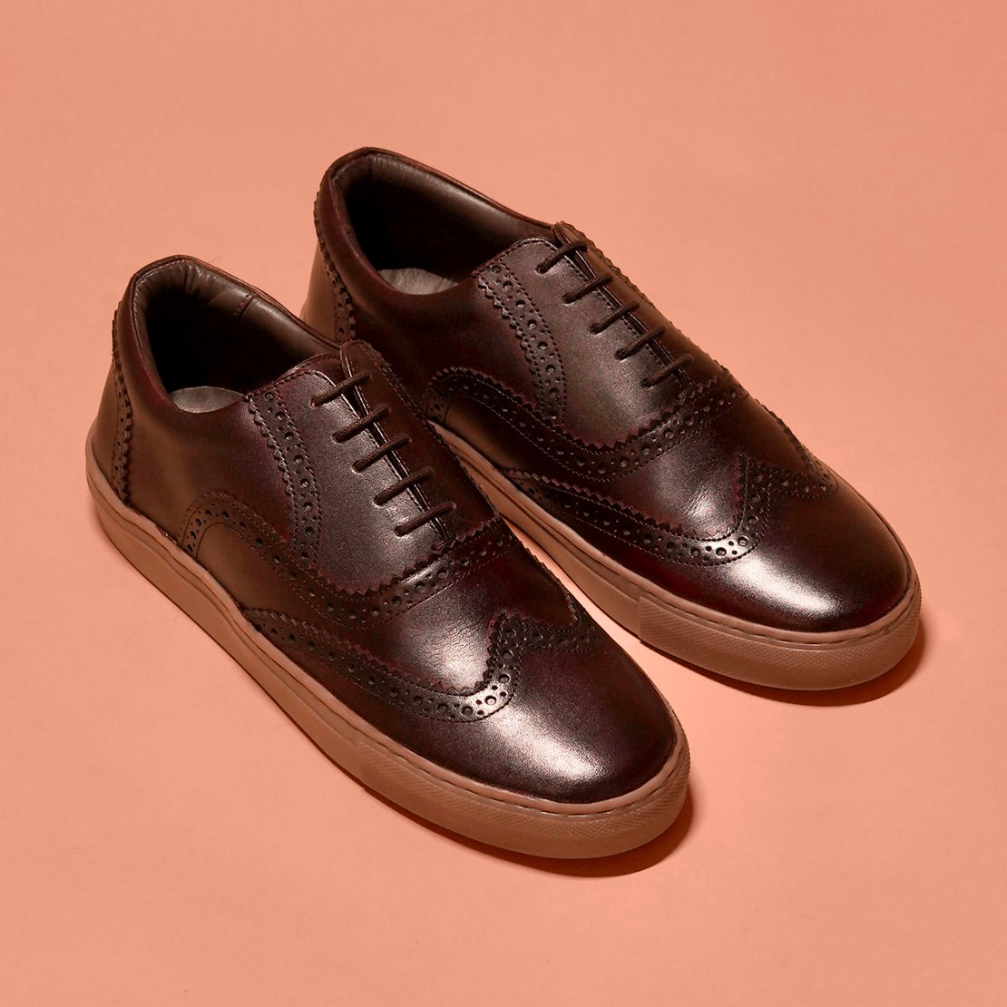 Fresco Marrone | Brown leather Brogue sneakers