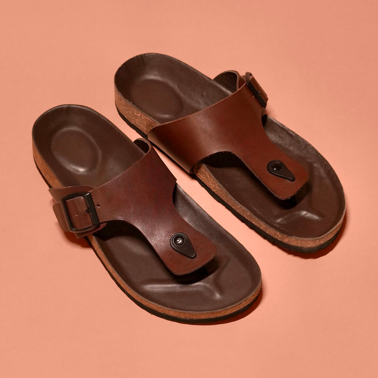 Pelle Corko Marrone  | Brown Leather Cork Chappals