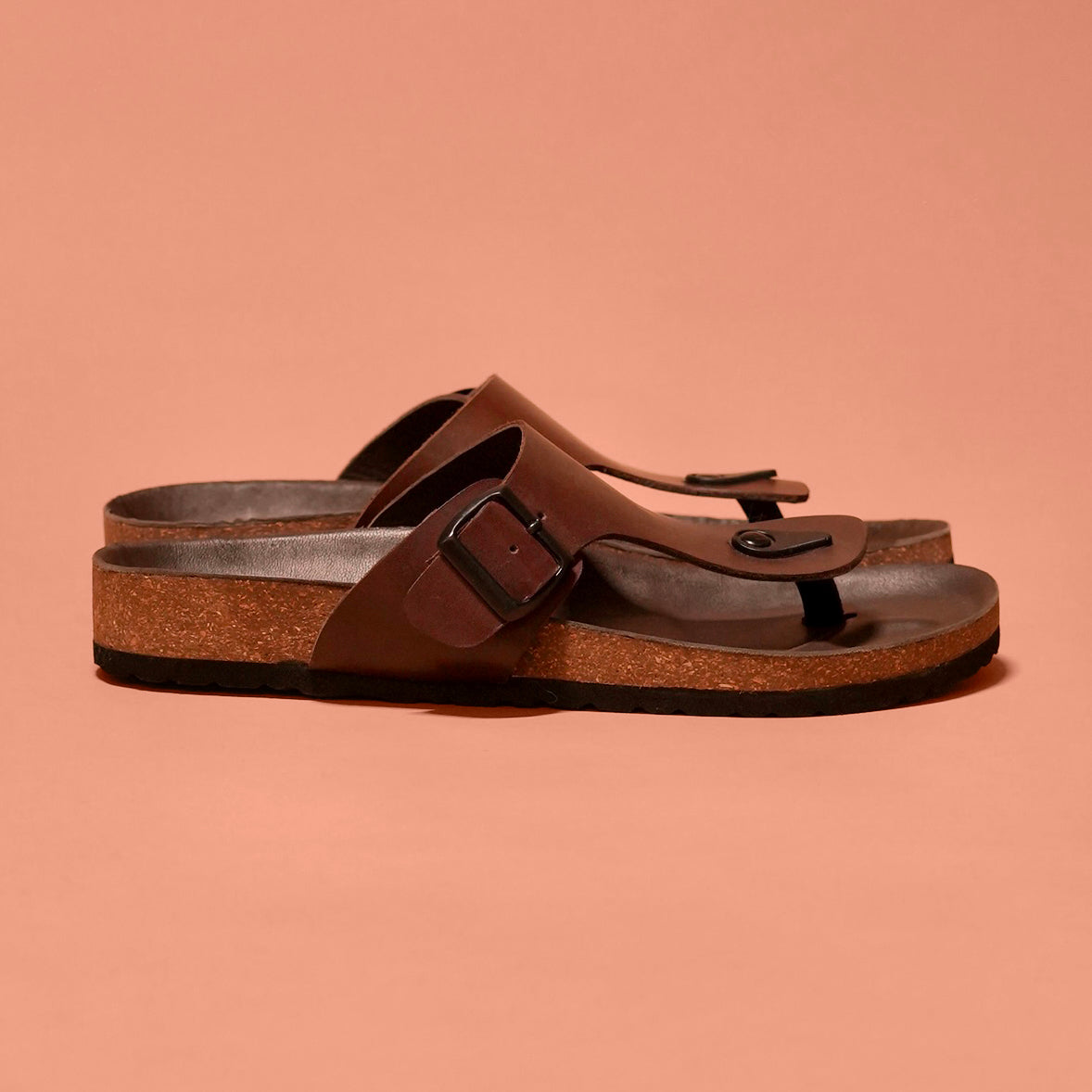 Pelle Corko Marrone  | Brown Leather Cork Chappals