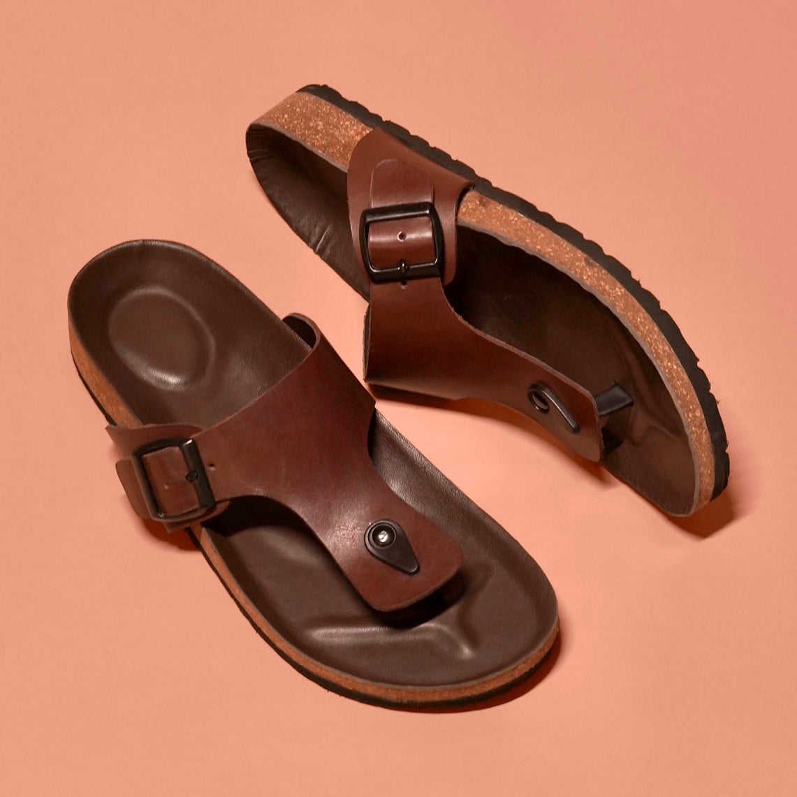 Pelle Corko Marrone  | Brown Leather Cork Chappals