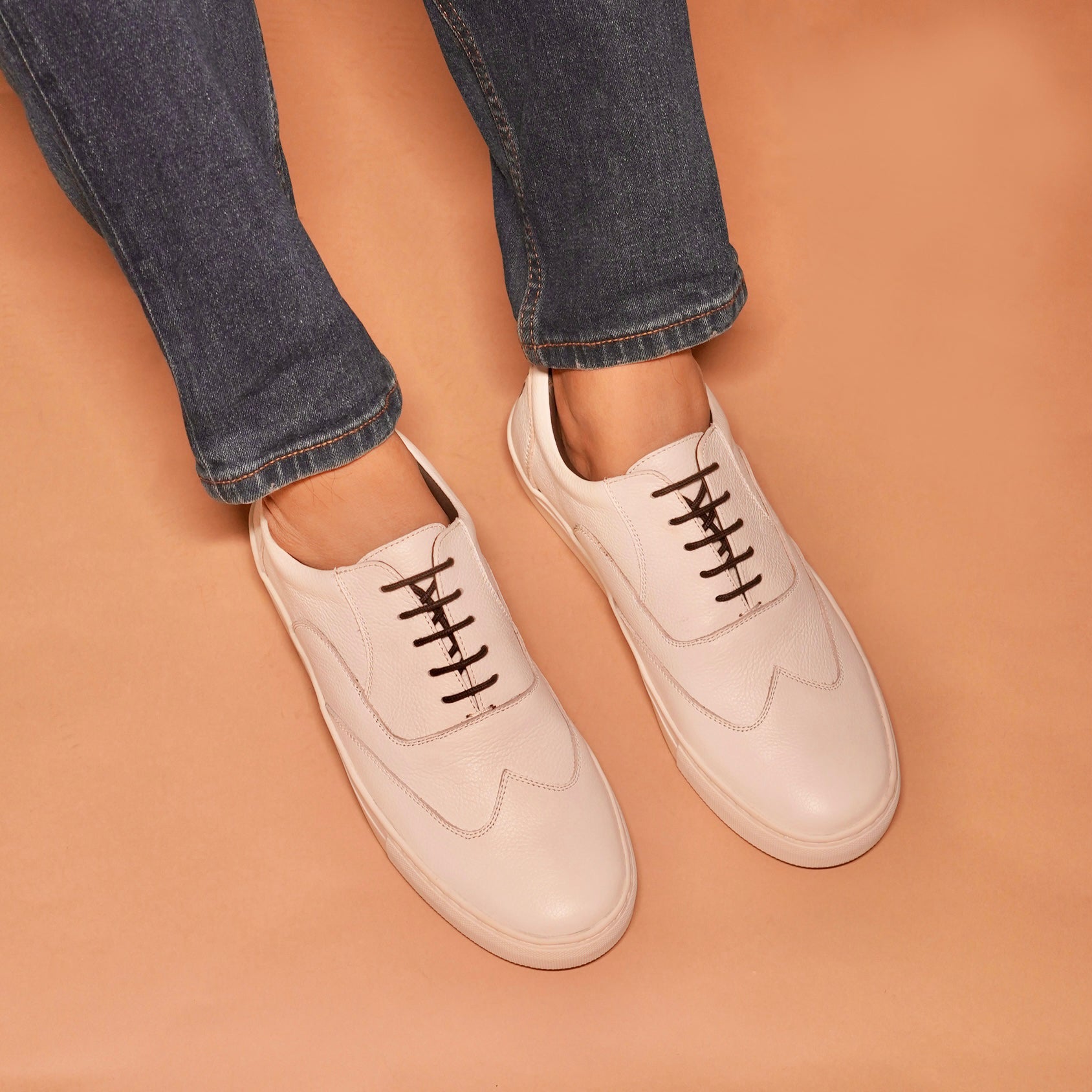 Fresco Bianco – White Milled Leather Sneaker for Men