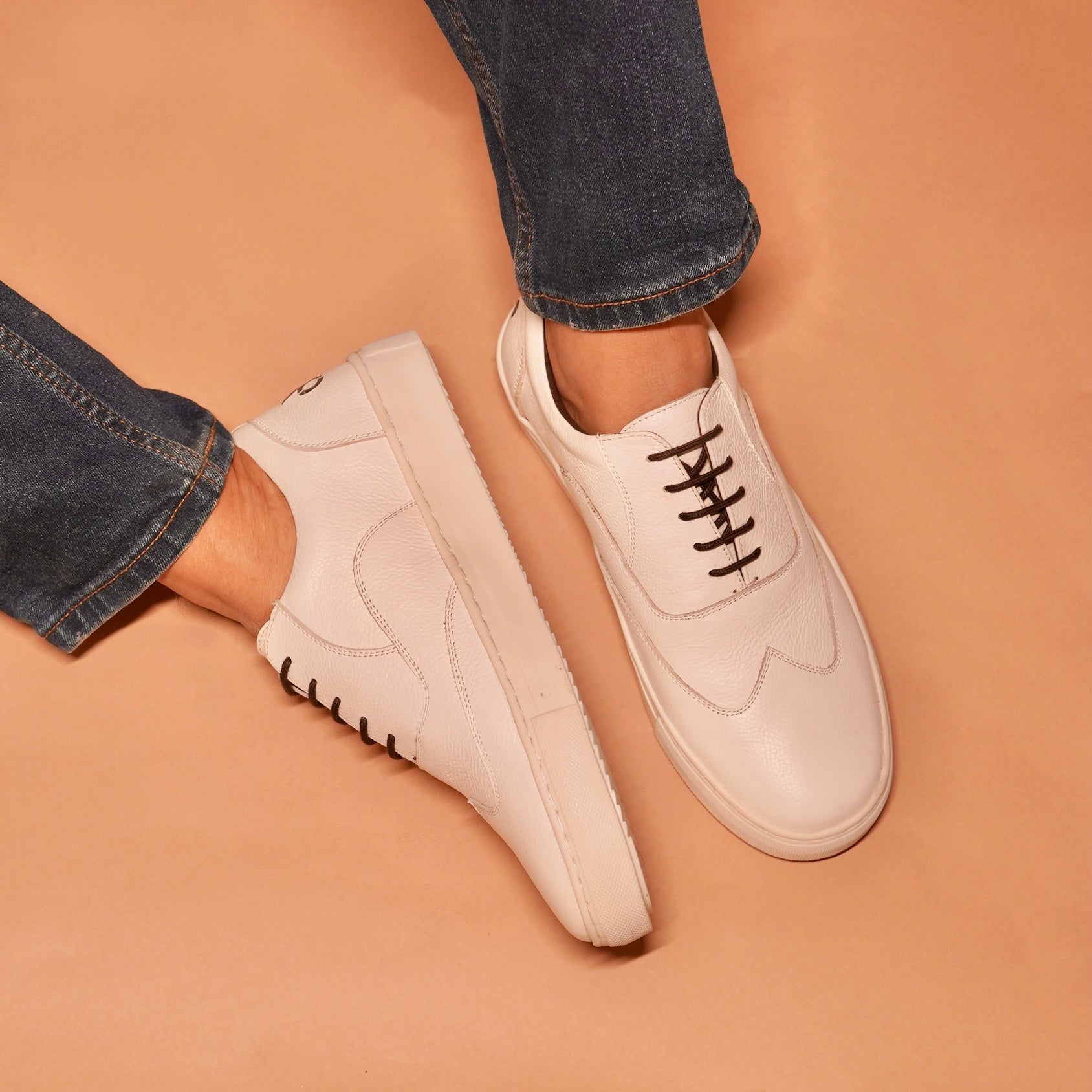 Fresco Bianco – White Milled Leather Sneaker for Men