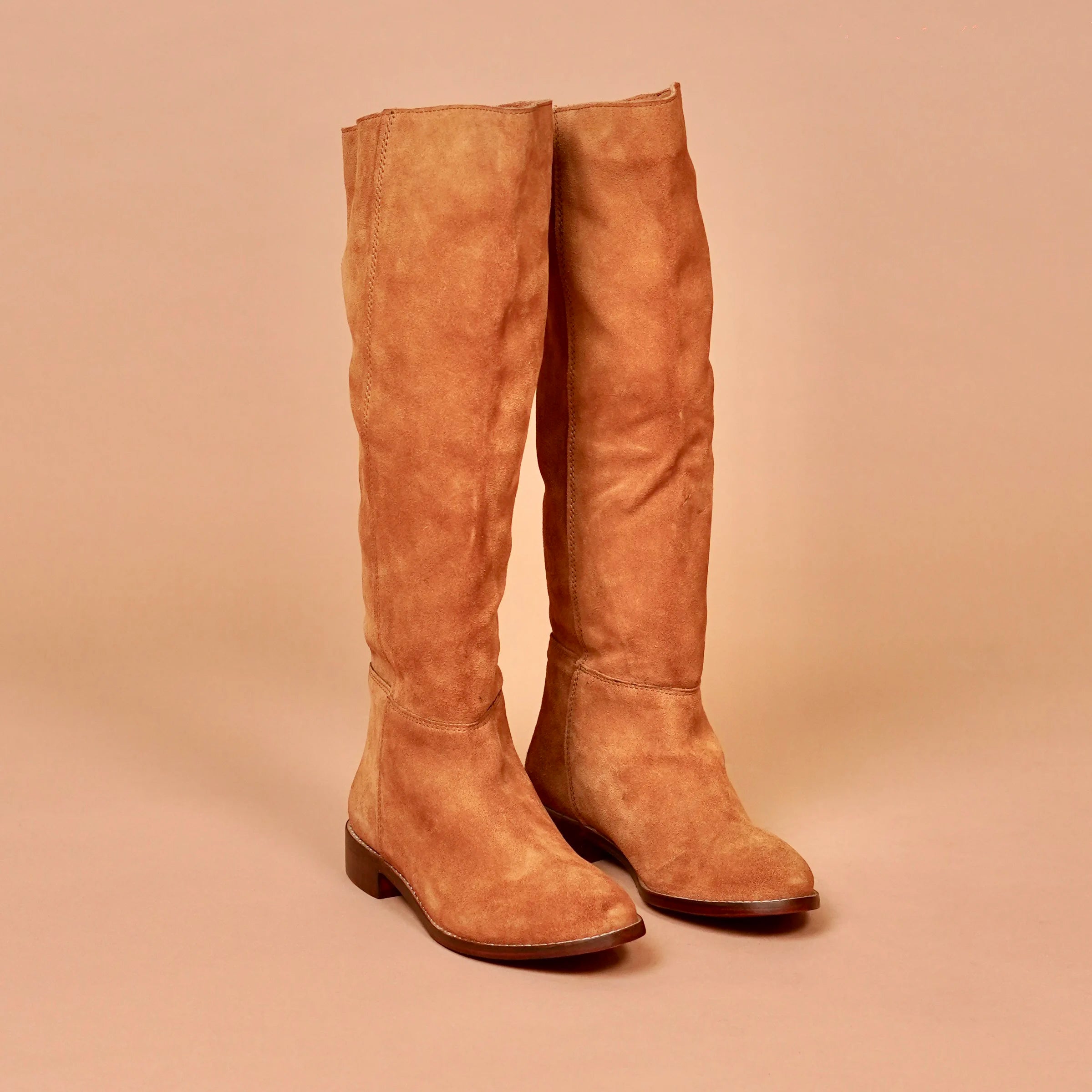 Tall tan suede boots for women