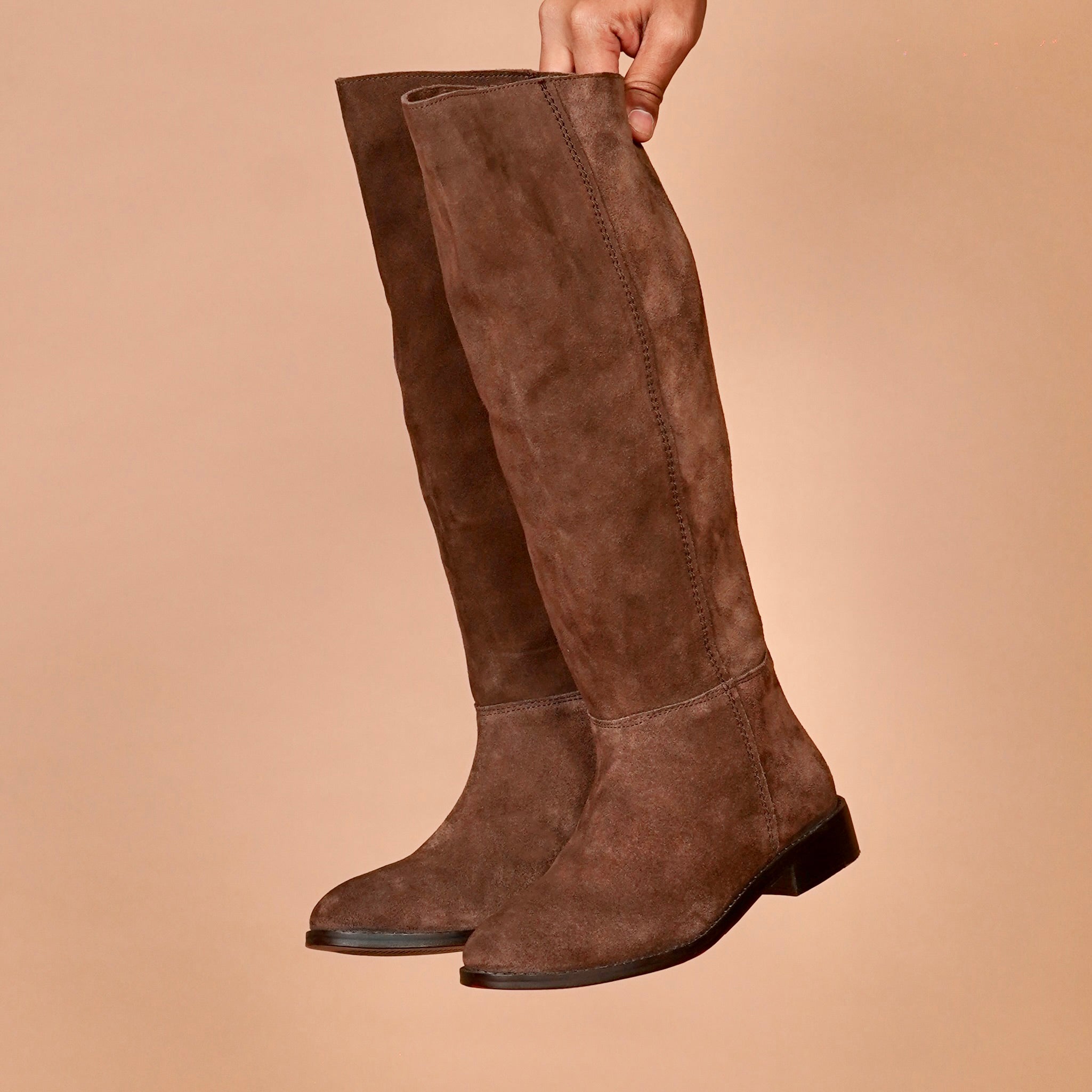 Stivali Donno Lungo Bruno – Women's Brown Knee-High Suede Boots | dmodot