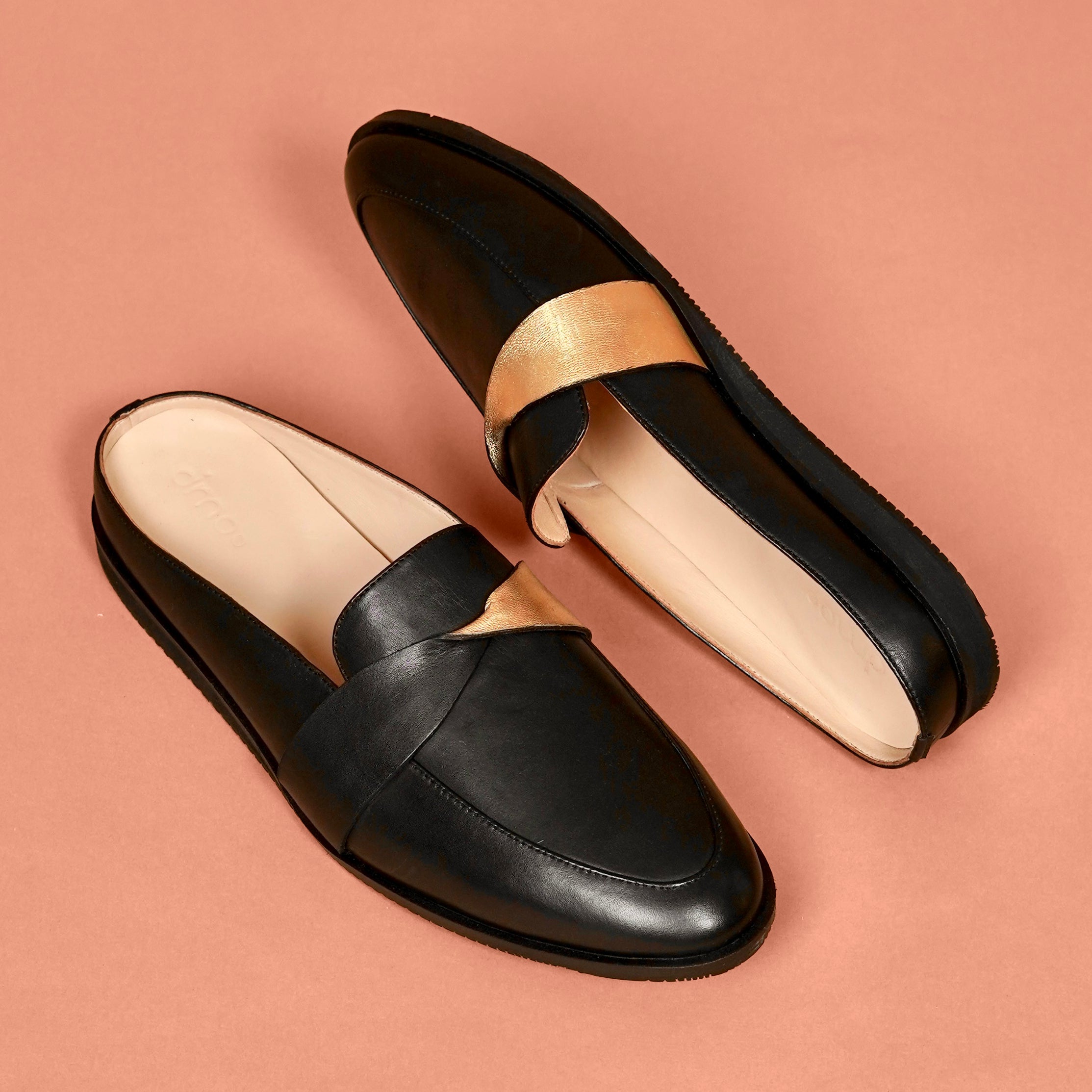 Hoffler Nero Doro – Black & Gold Backless Mule