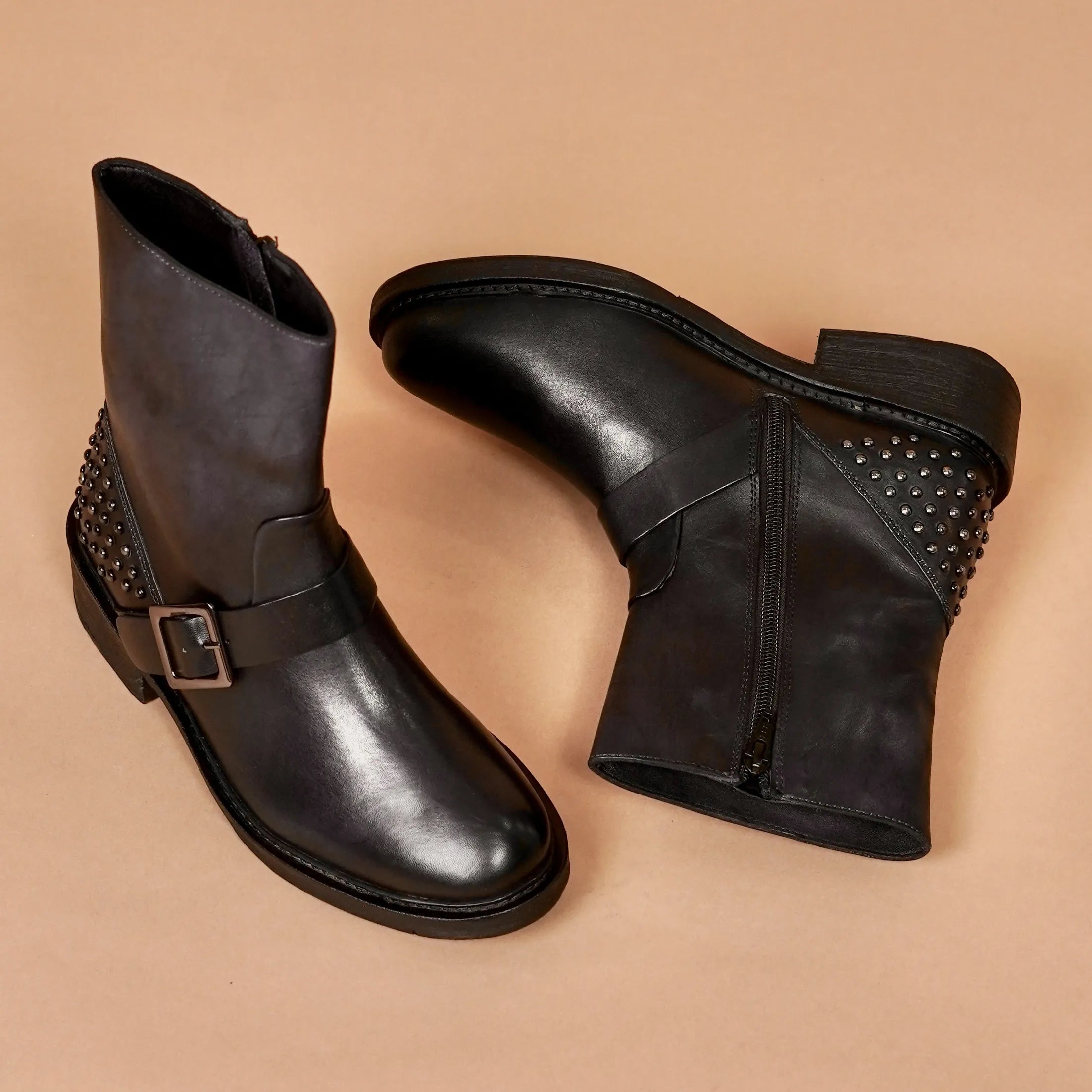 Mid-calf studded boots for women India