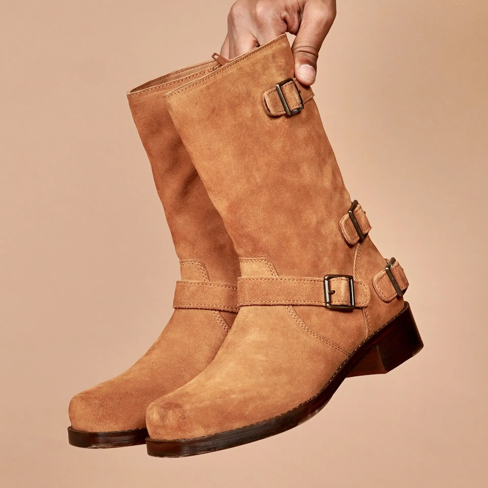 Top Women's tobacco suede mid-calf boots