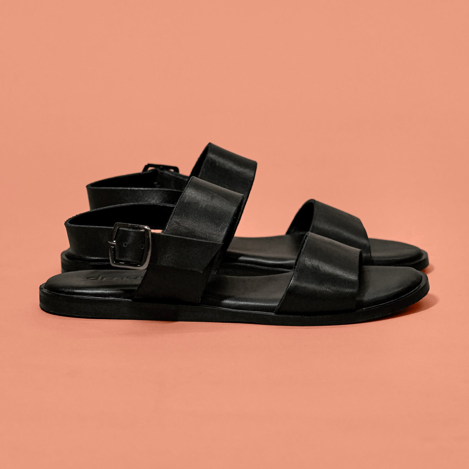 Pelle Notte – Black Leather Strap Sandals for Women