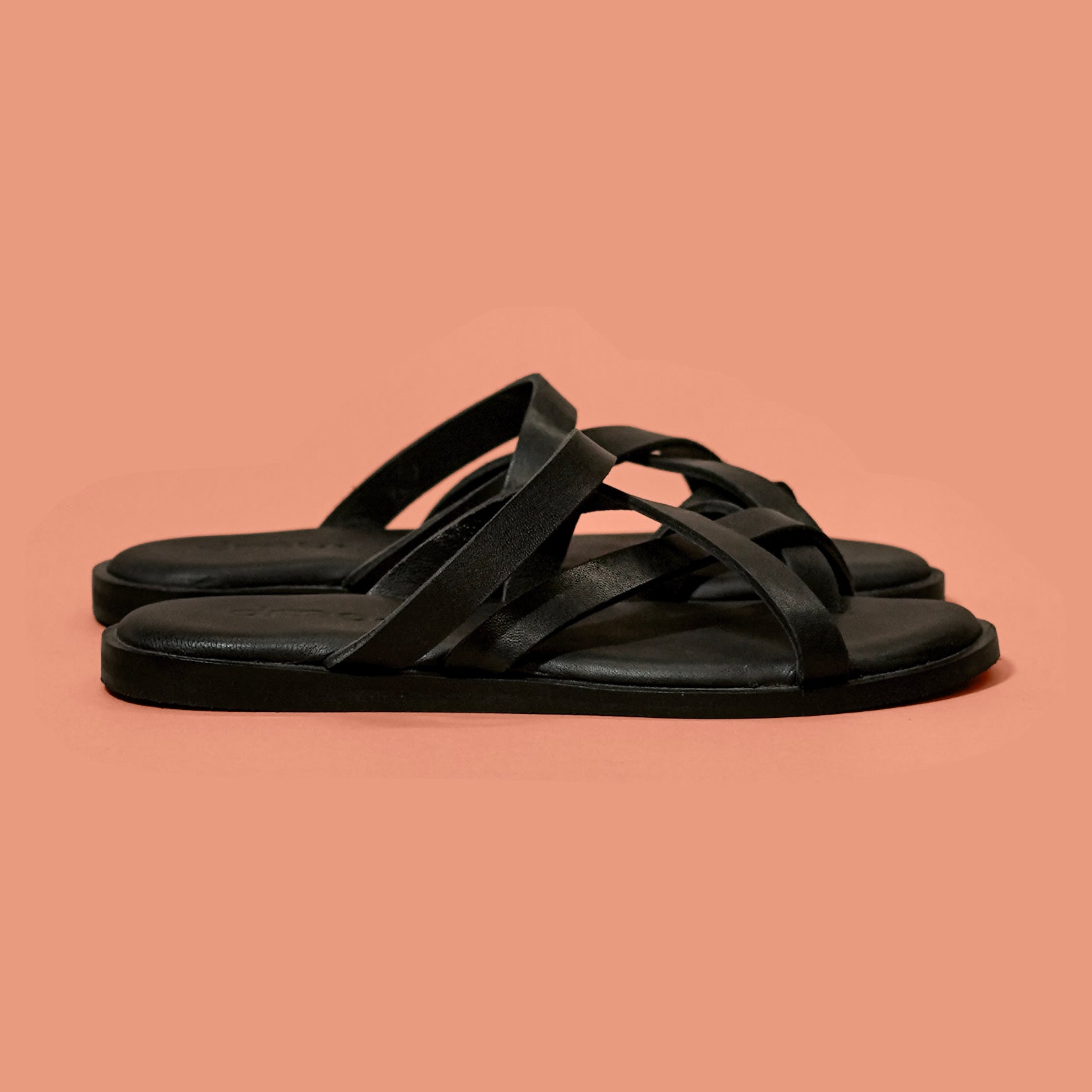 Pelle Carbonio – Women’s Black Leather Strappy Sandals