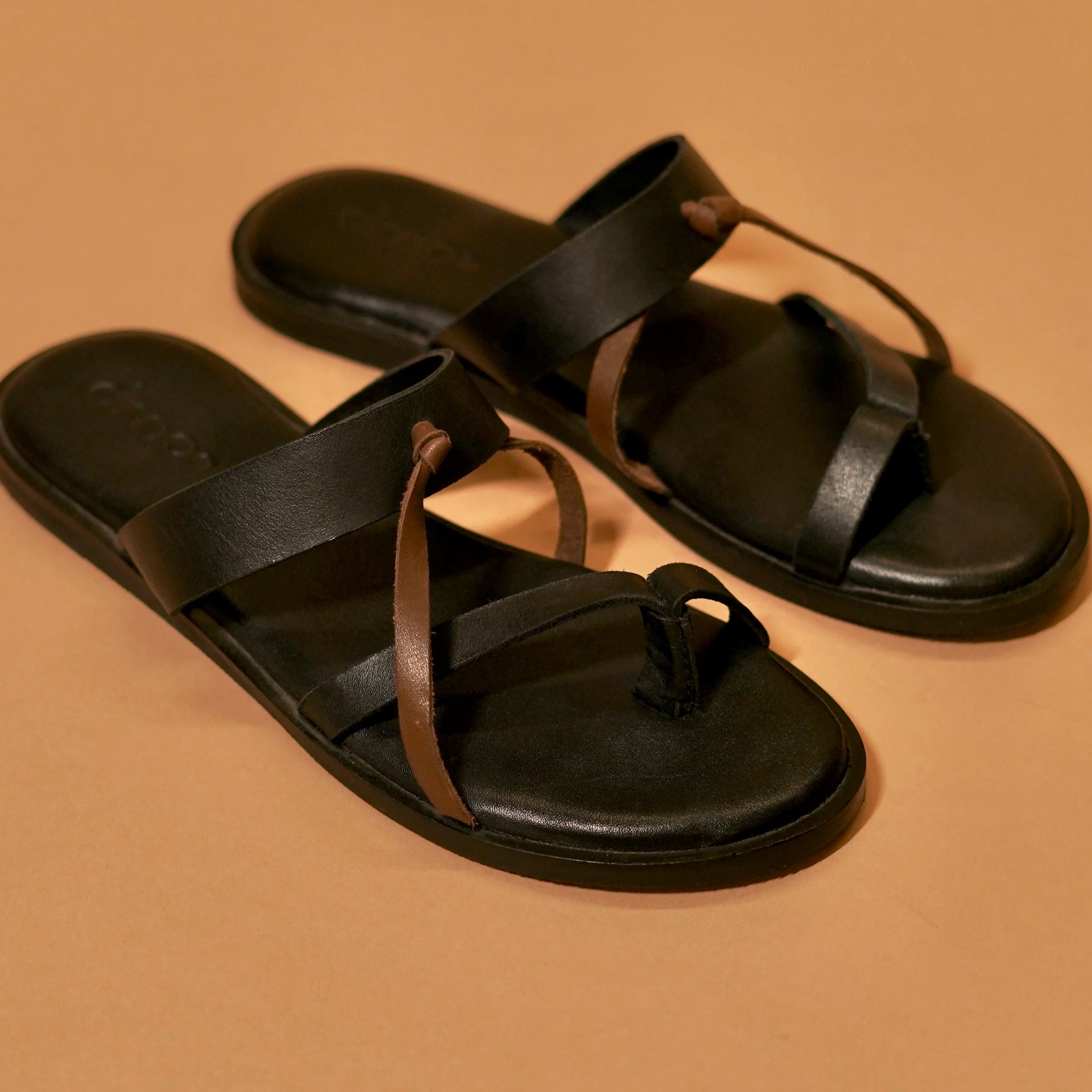 Close-up of footbed and leather grain