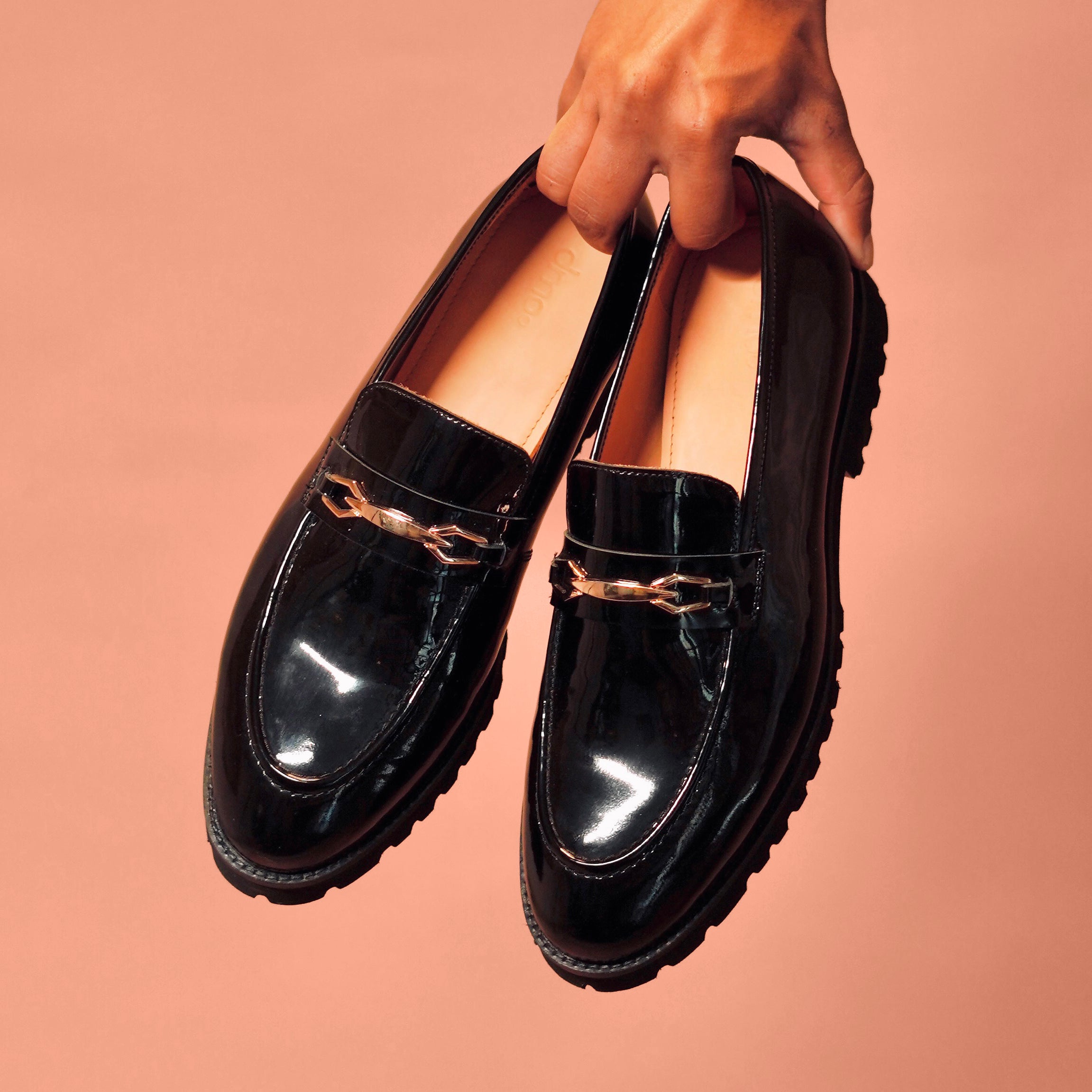 Moccasino Nero Oro | Black Patent Horsebit Loafers for Men