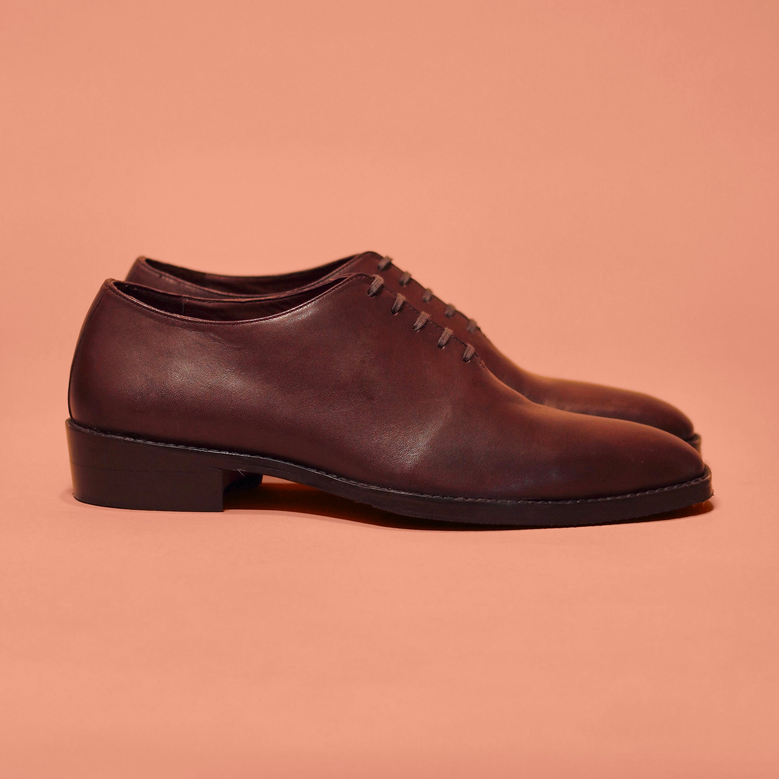 Cubano Bruno | Brown leather Cuban-heeled Oxfords