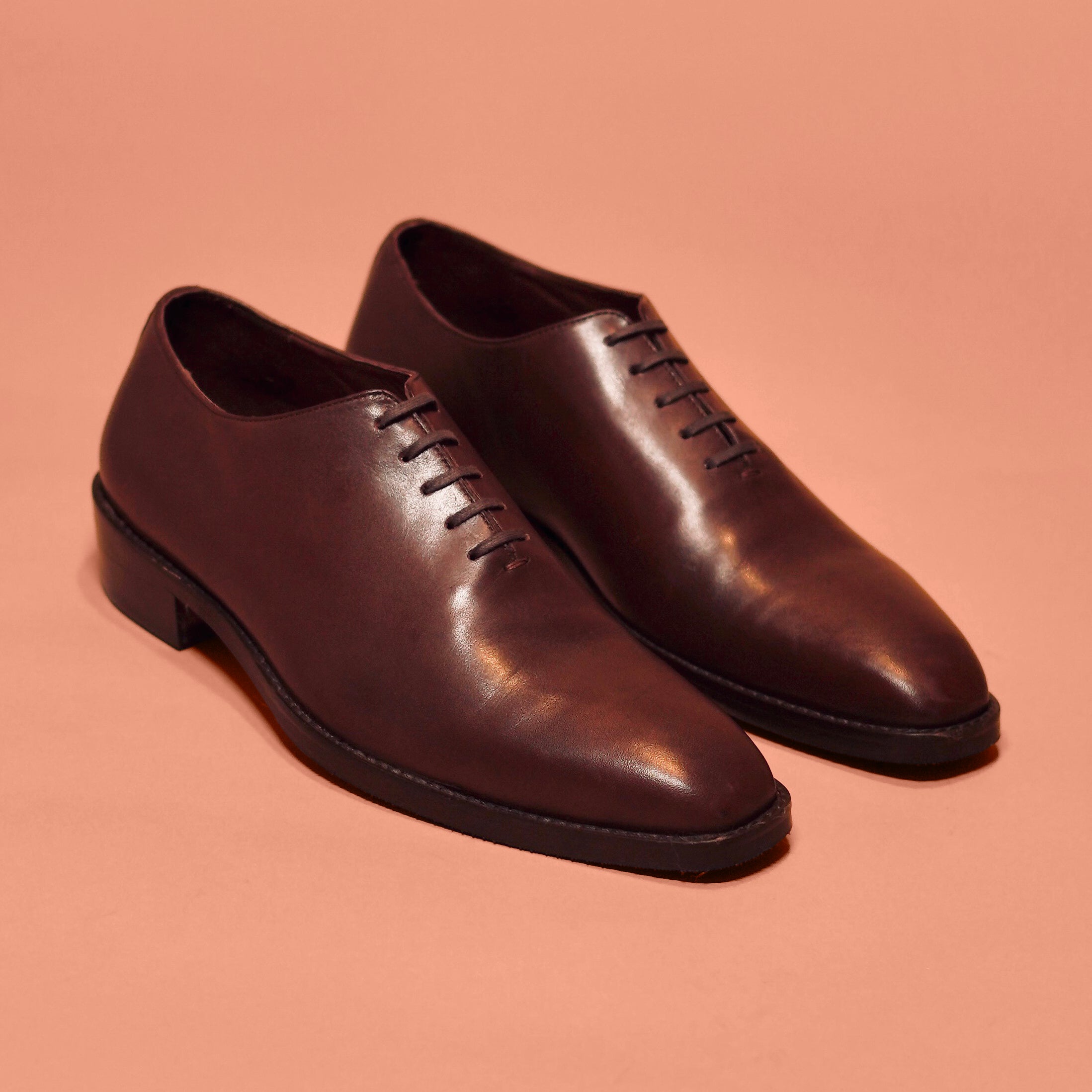Cubano Bruno | Brown leather Cuban-heeled Oxfords