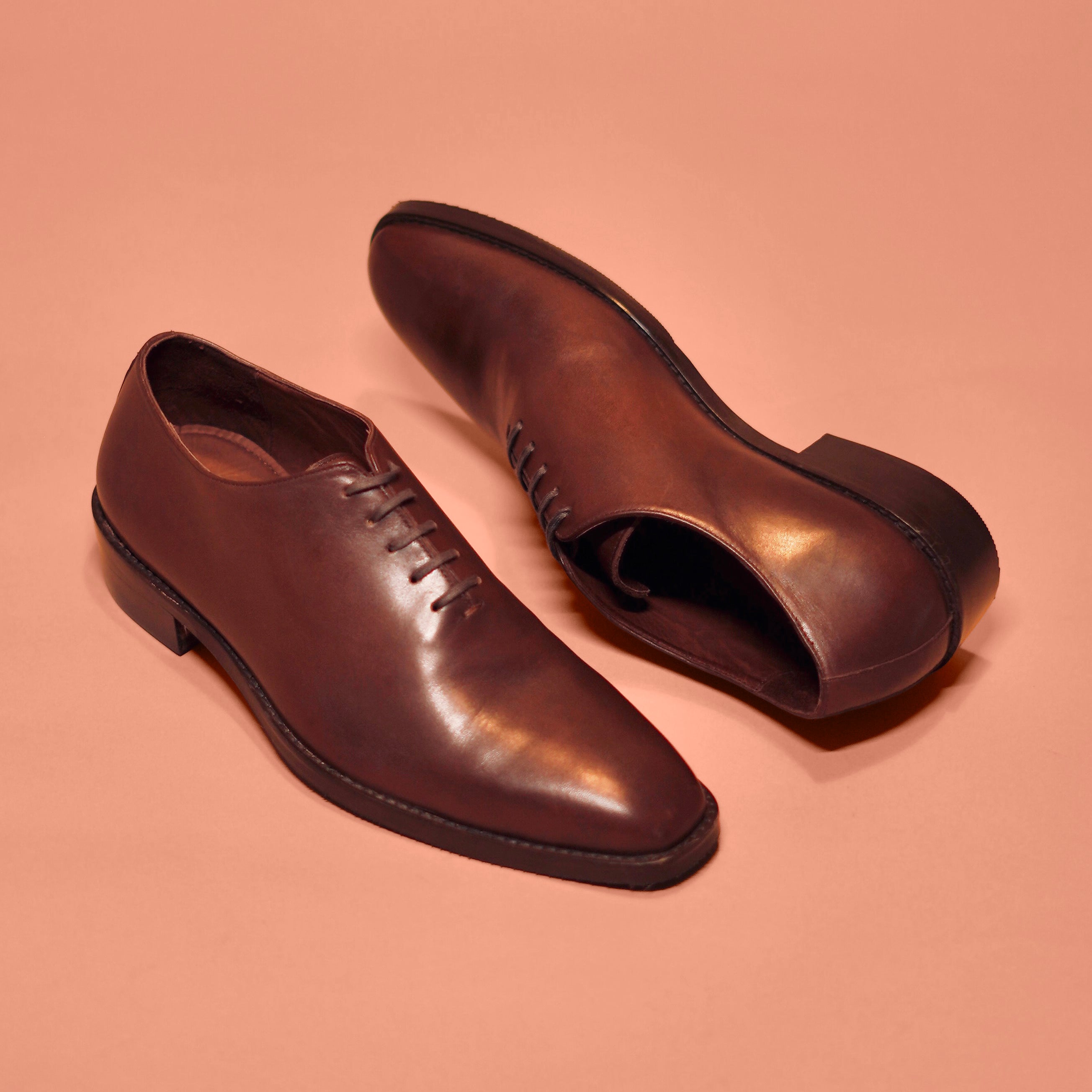 Cubano Bruno | Brown leather Cuban-heeled Oxfords