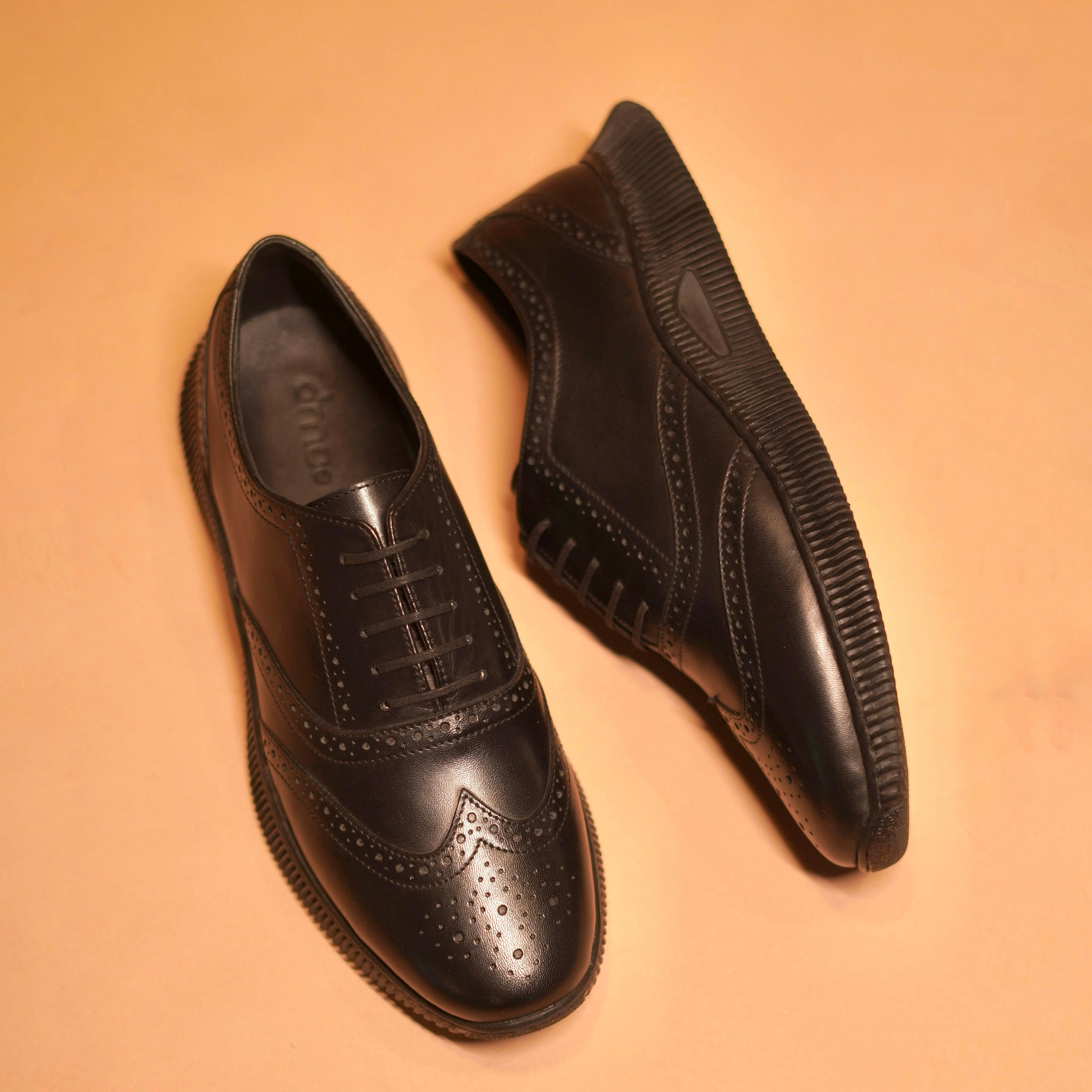 Fresco Noir | Black Argentinian leather brogue sneakers