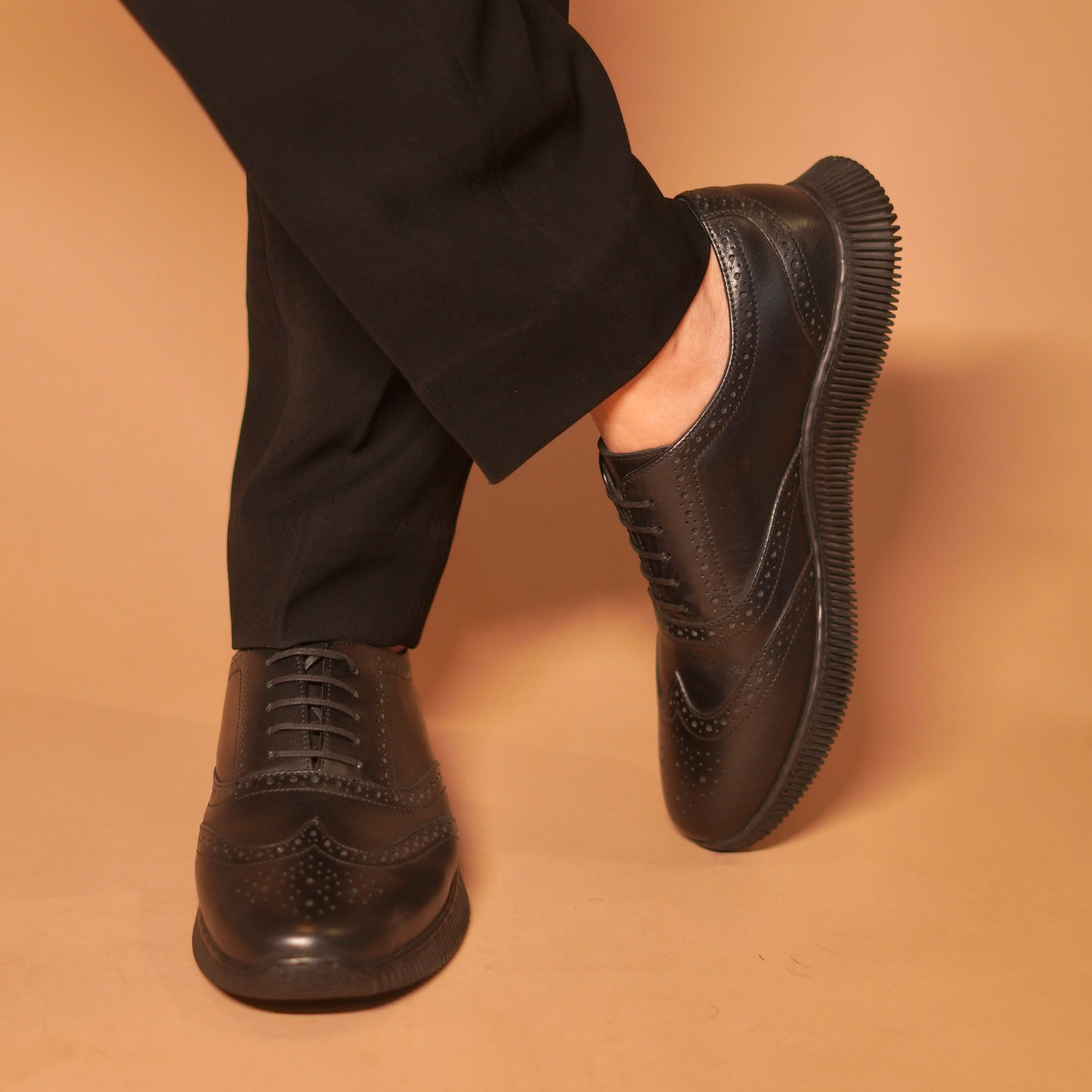 Fresco Noir | Black Argentinian leather brogue sneakers