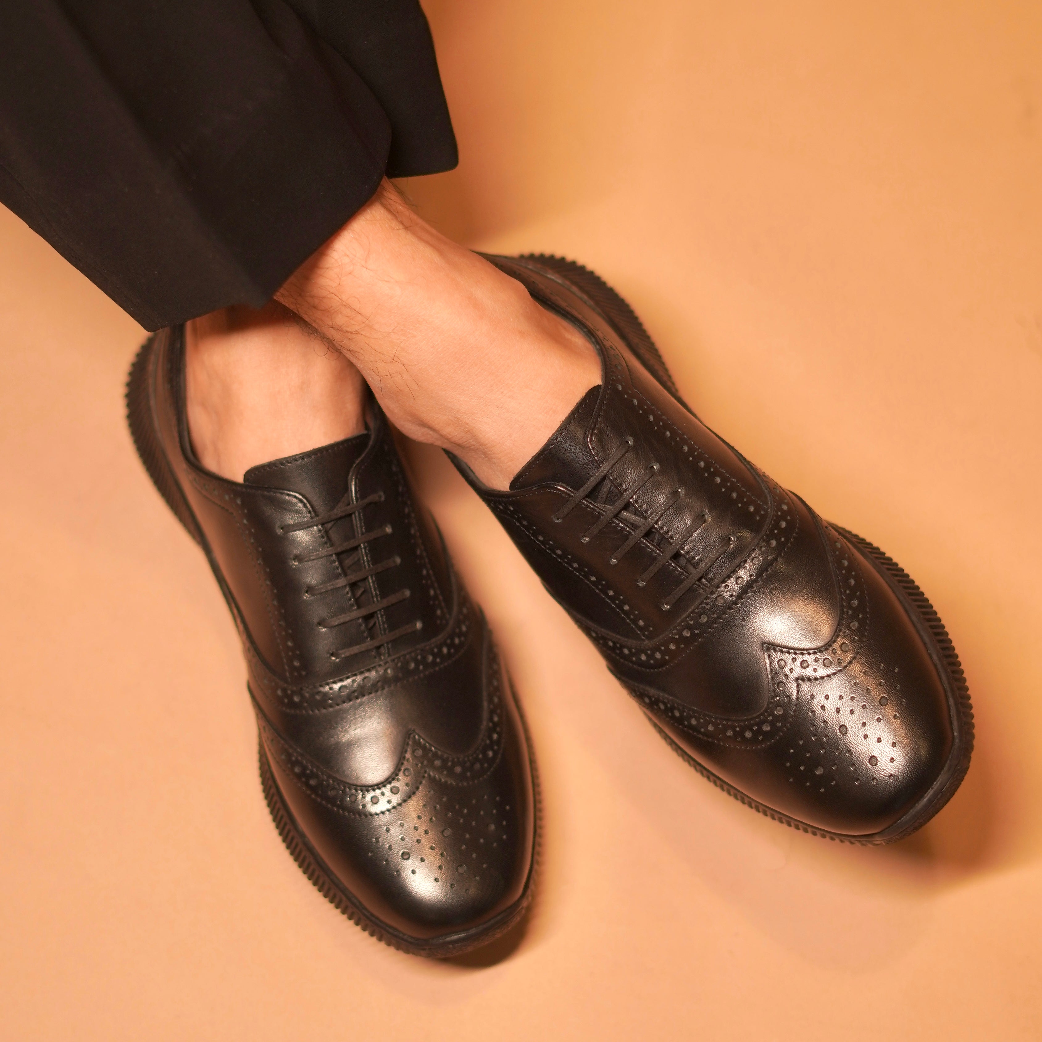 Fresco Noir | Black Argentinian leather brogue sneakers