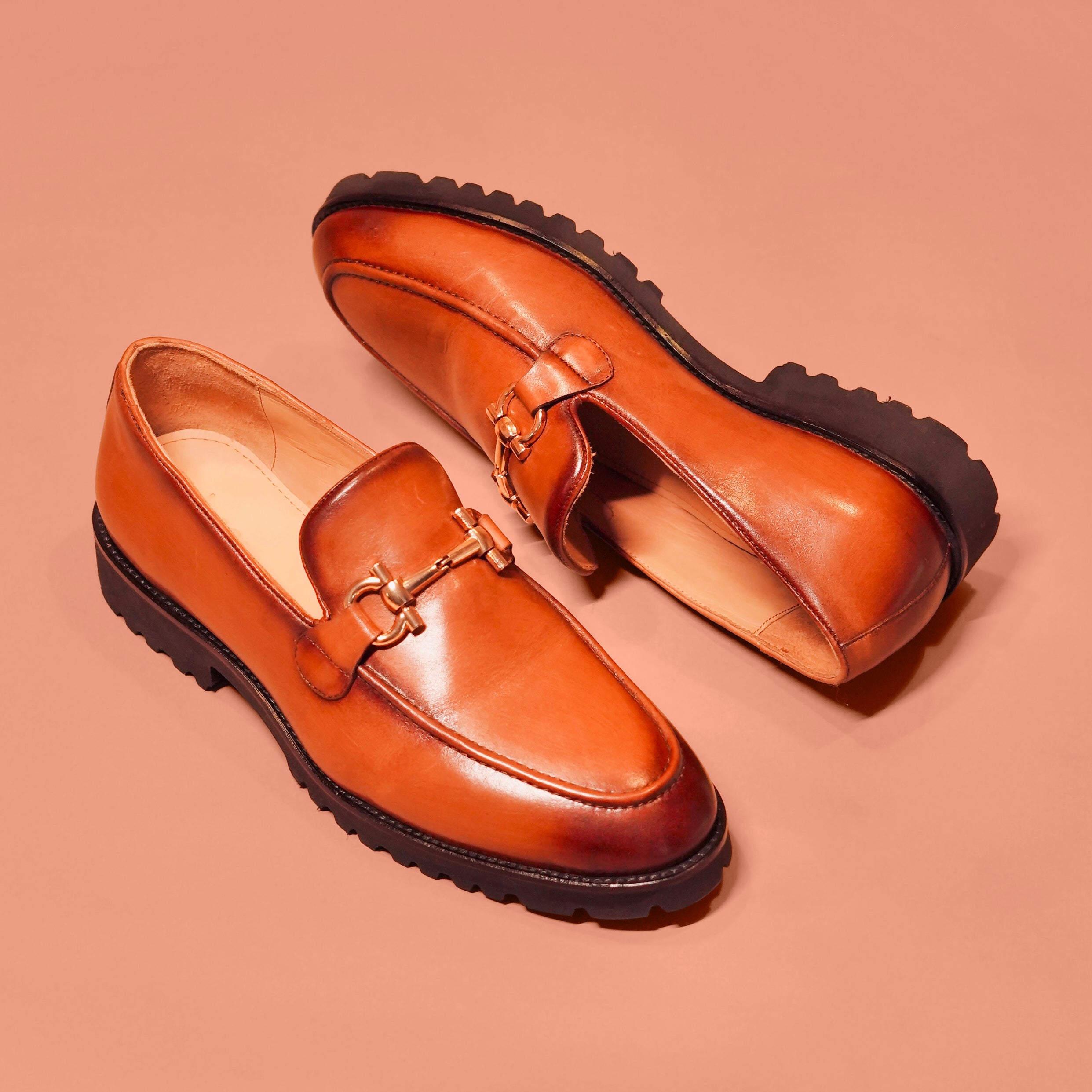 Moccasino Bruno | Tan full-grain leather loafers