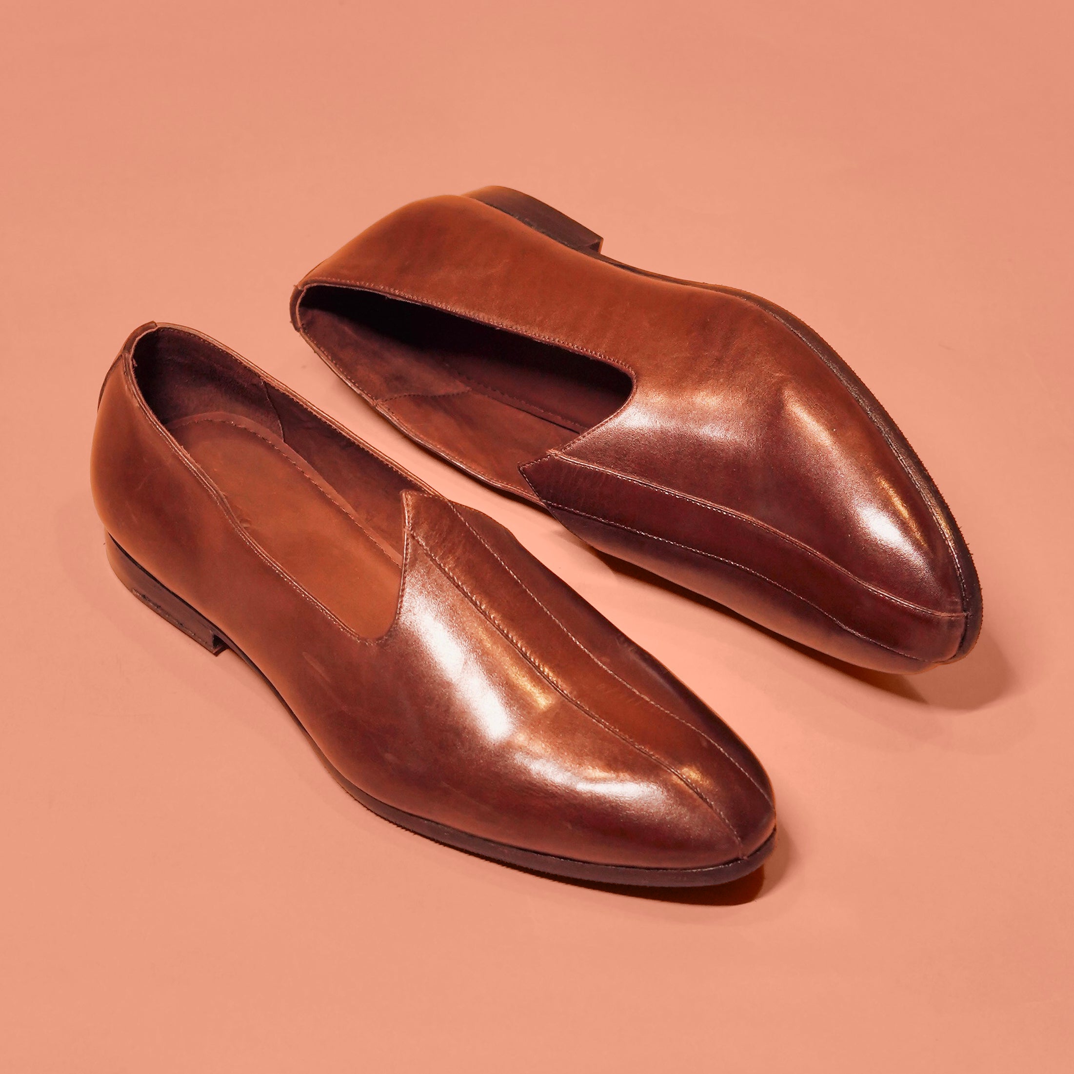 Ethnico Chocolato | Brown full-grain leather mojris