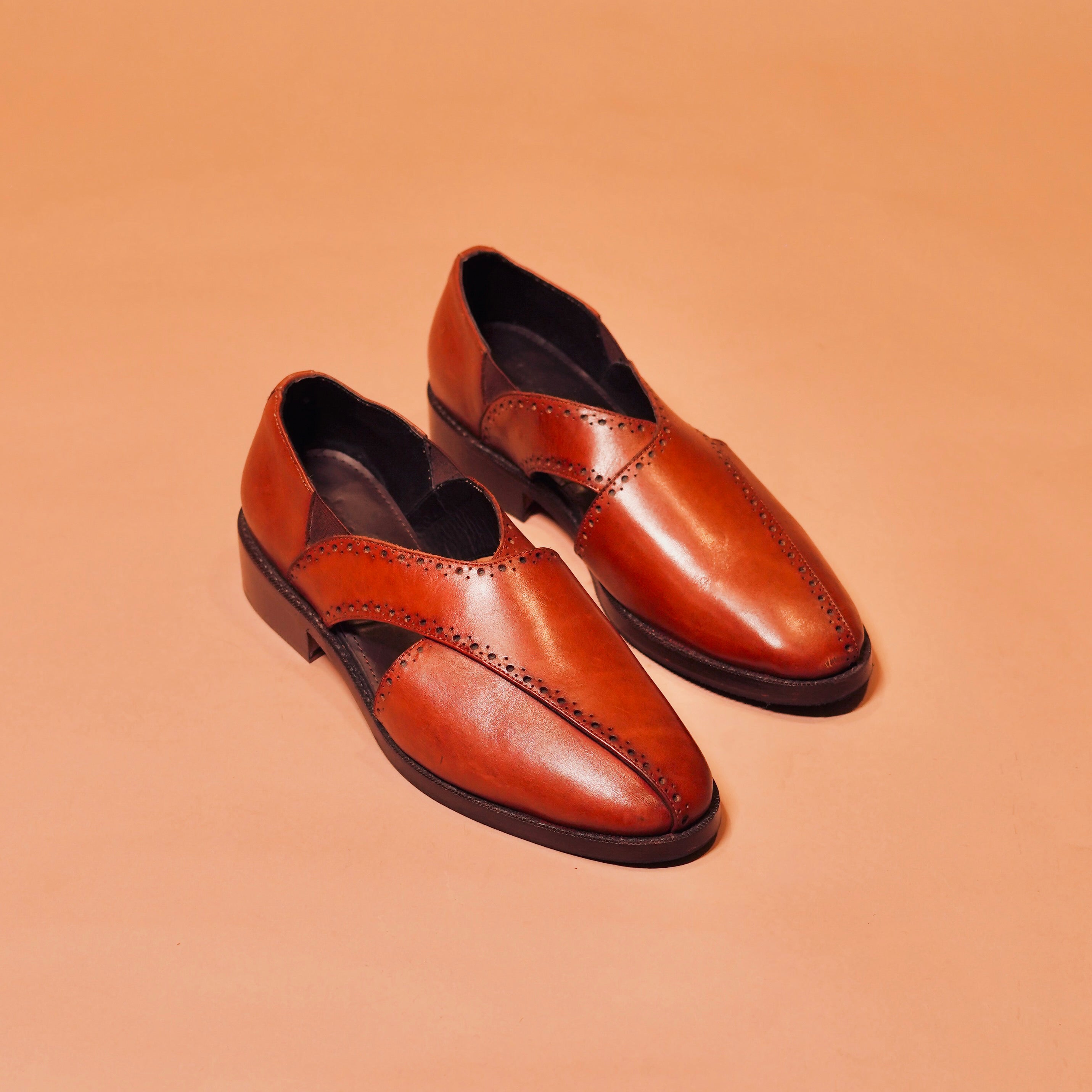 Detailed shot of anti-skid leather sole on Pesha Rossa