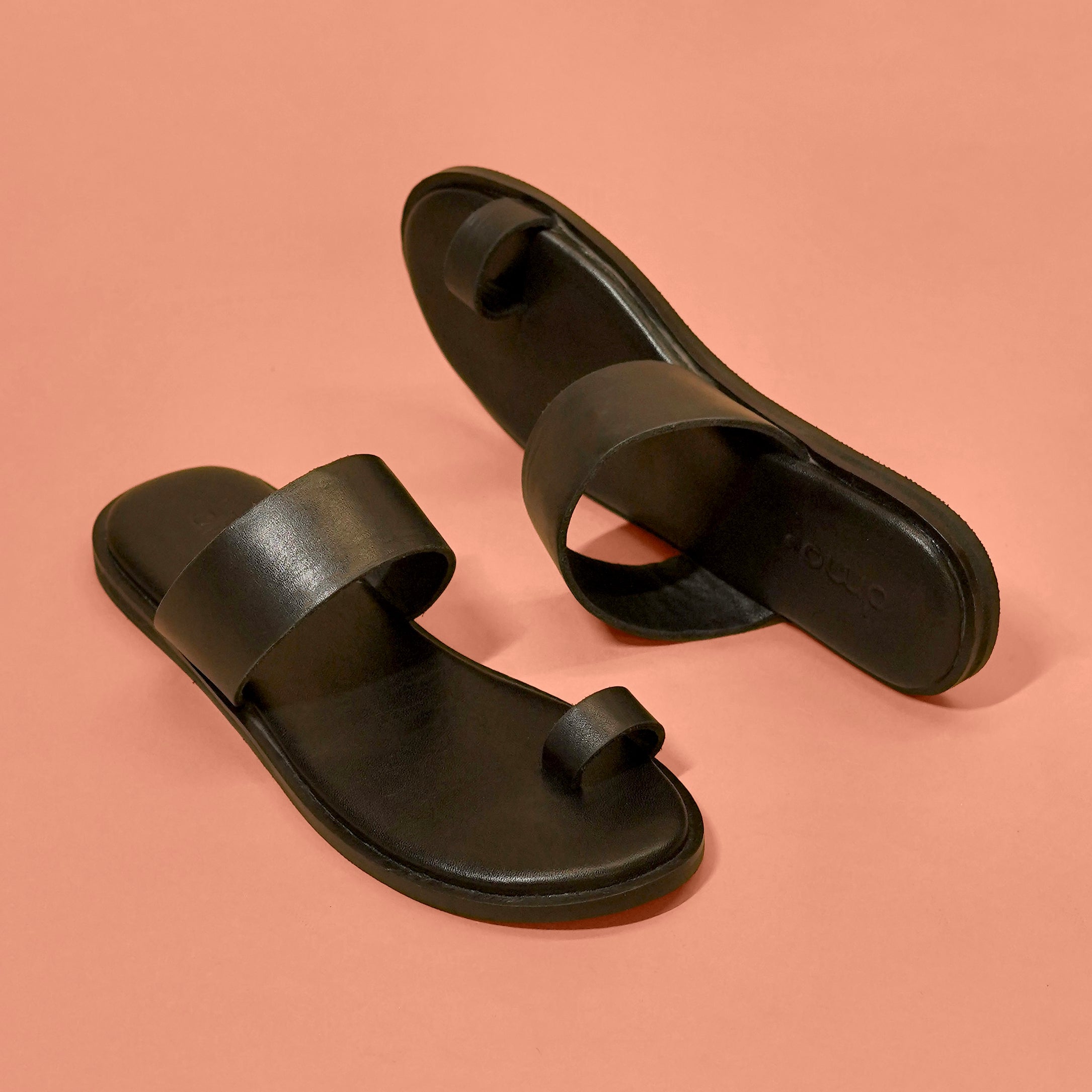 Pelle Noir (Women) | Two strap Leather  chappal