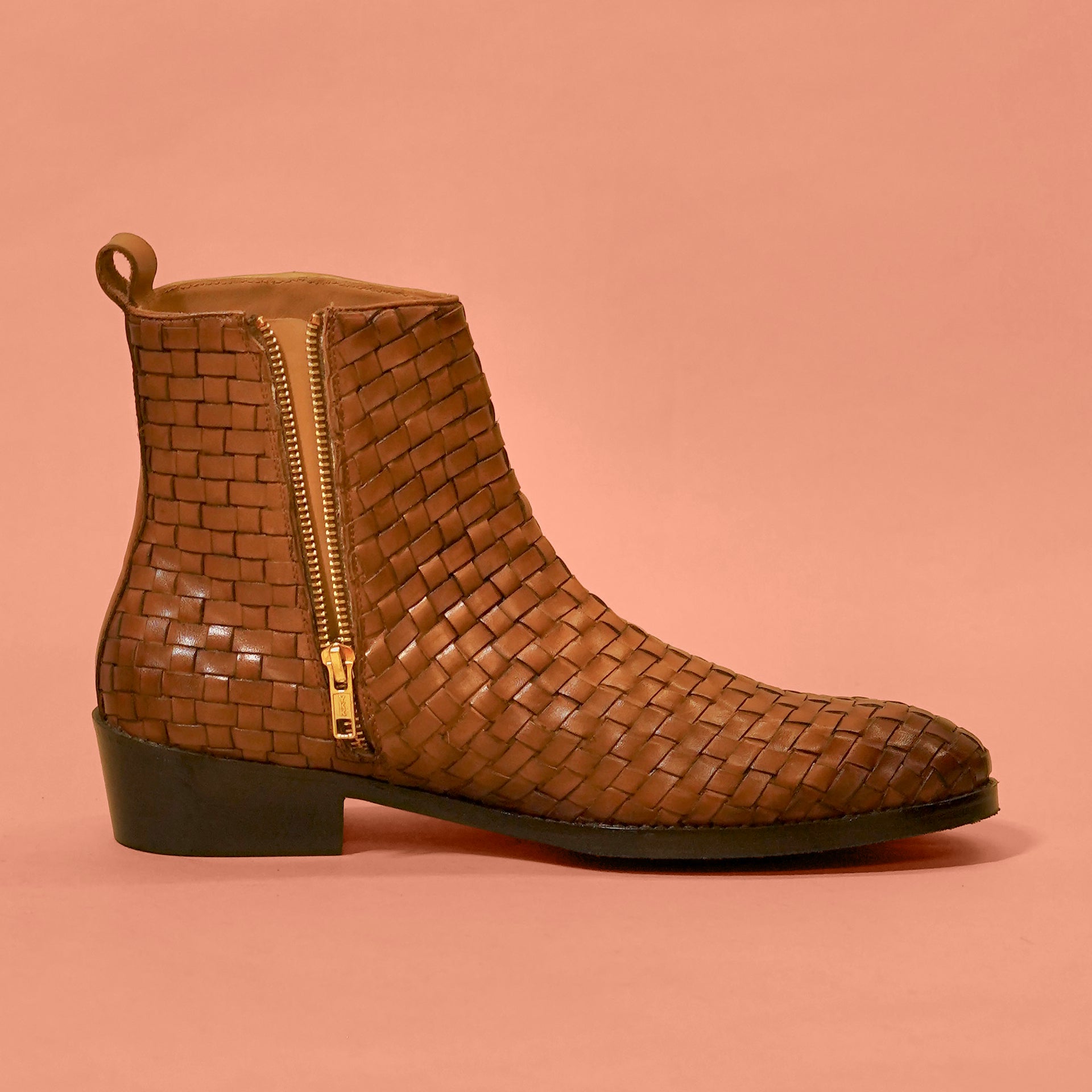 Sprazzo Tesso Caramello – Brown Weaved Leather Boots