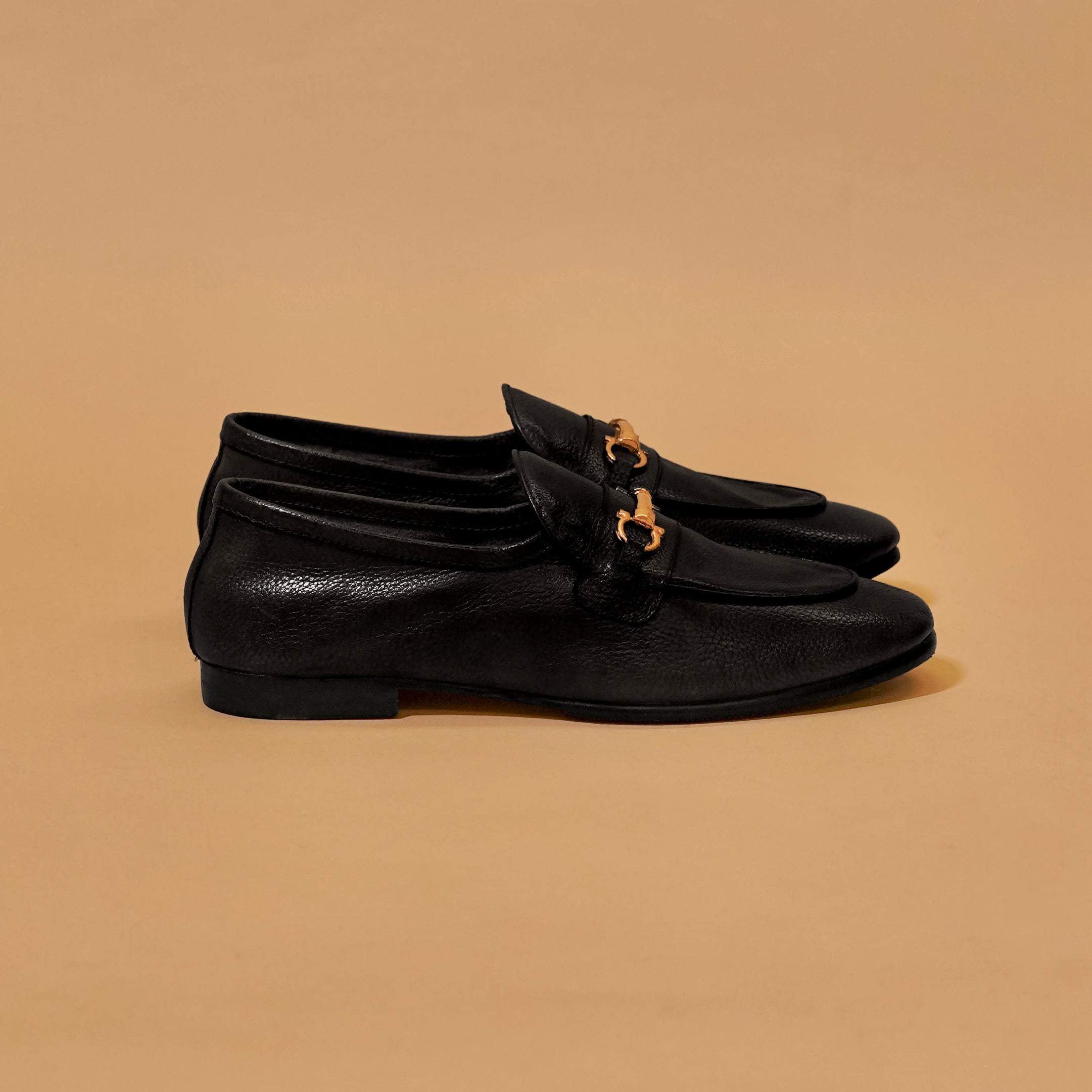 Premium black leather loafers