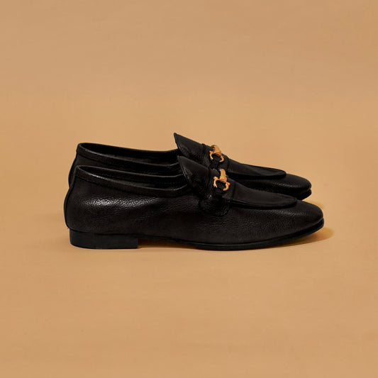 Premium black leather loafers