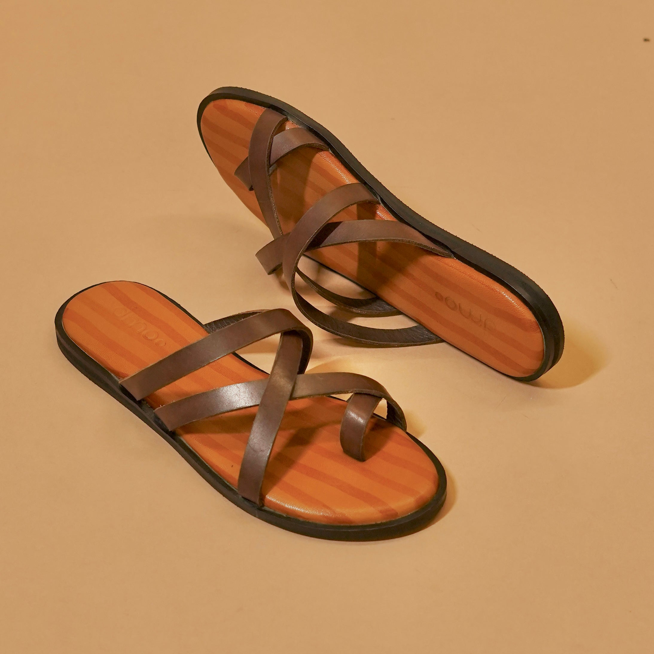 Pelle Marrone (Women) | Strappy Brown full-grain leather chappals