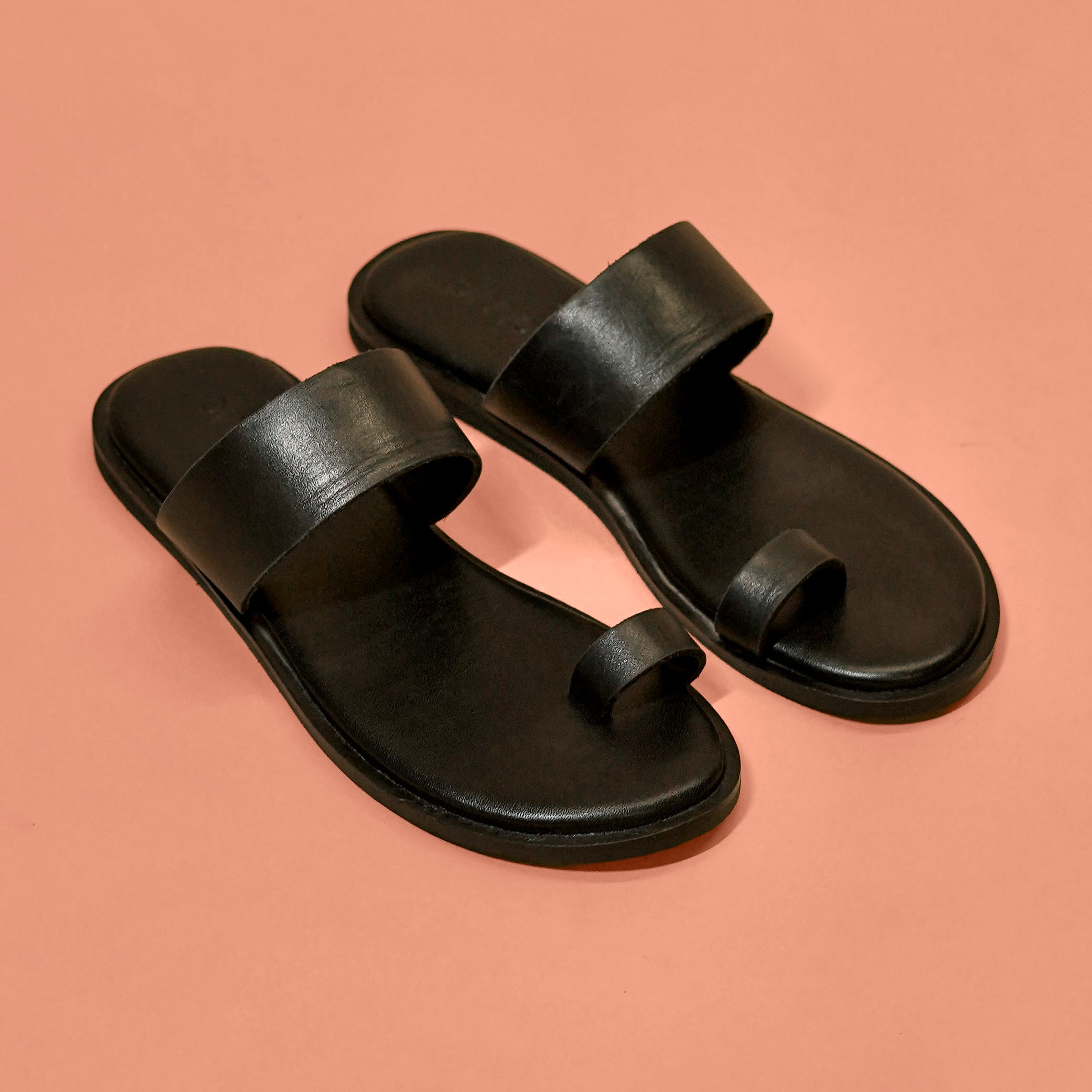 Pelle Noir (Women) | Two strap Leather  chappal