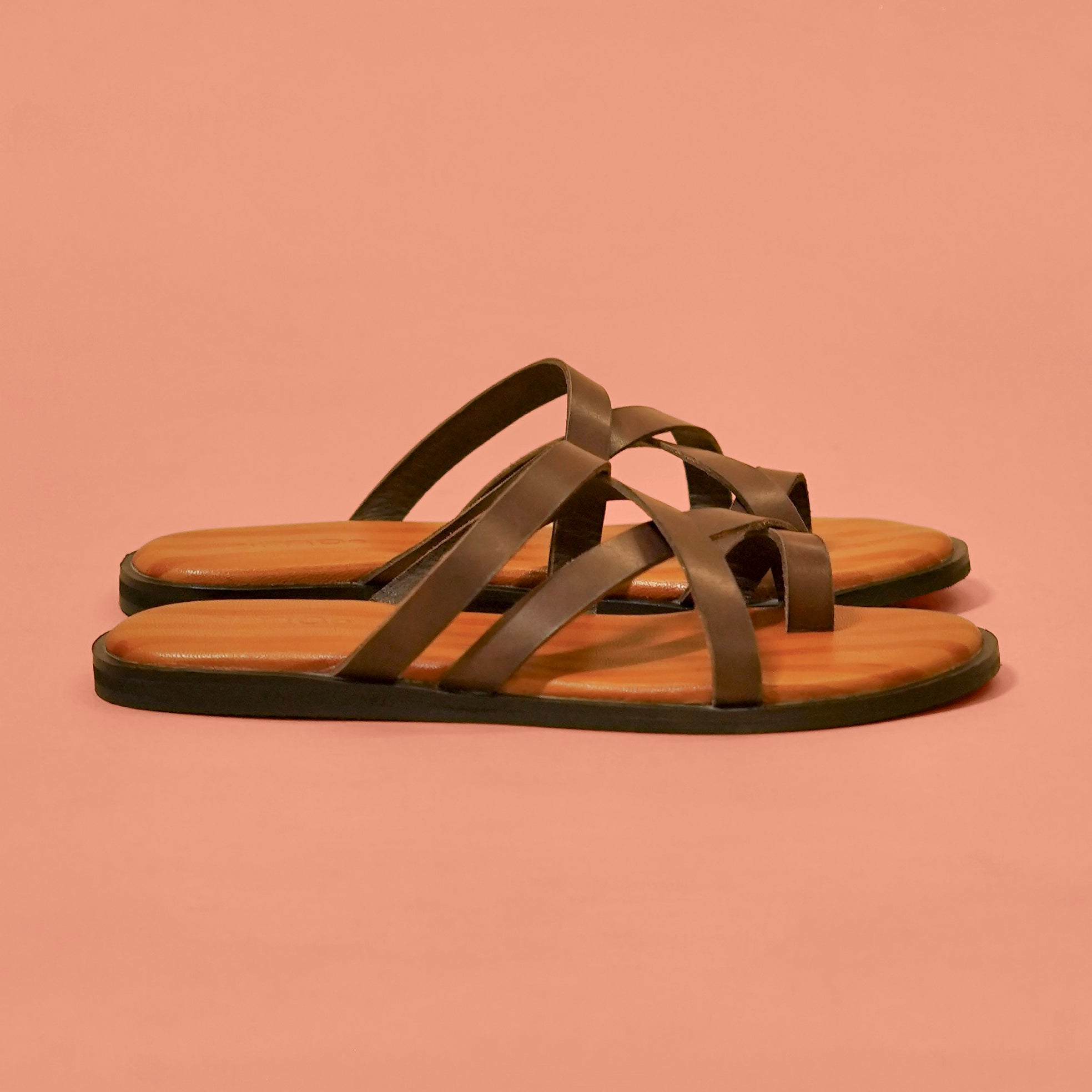 Pelle Marrone (Women) | Strappy Brown full-grain leather chappals