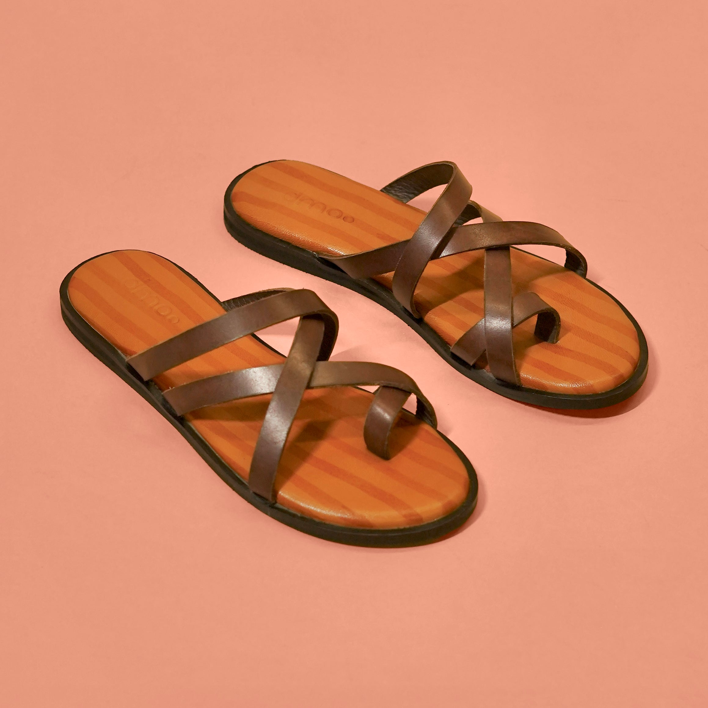 Pelle Marrone (Women) | Strappy Brown full-grain leather chappals