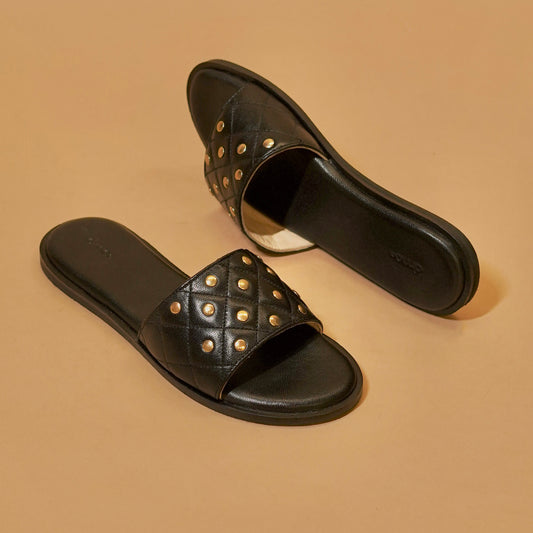 Soft beige insole with metallic detailing