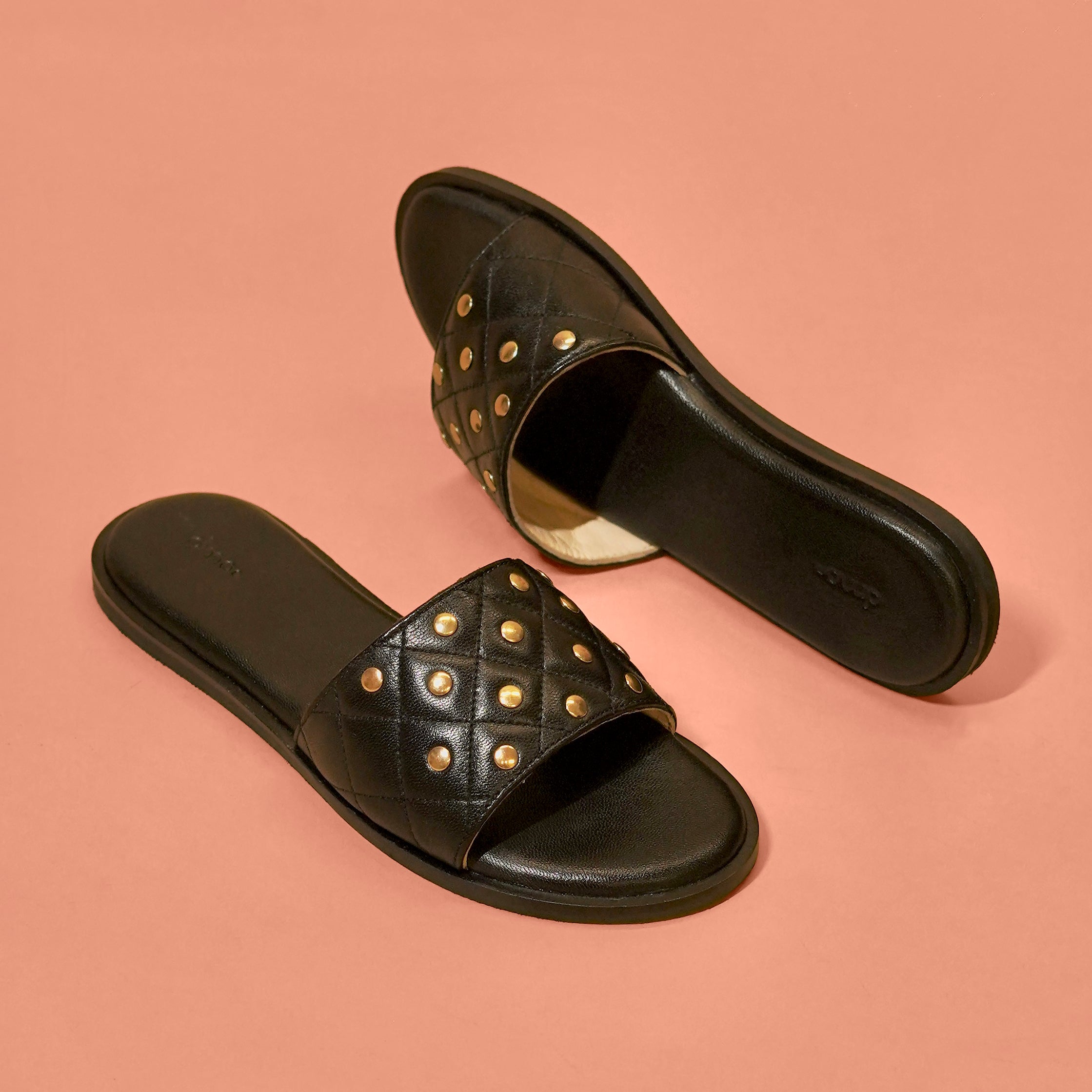 Pelle Trapunta Rivitto – Women’s Black Quilted Leather Slider