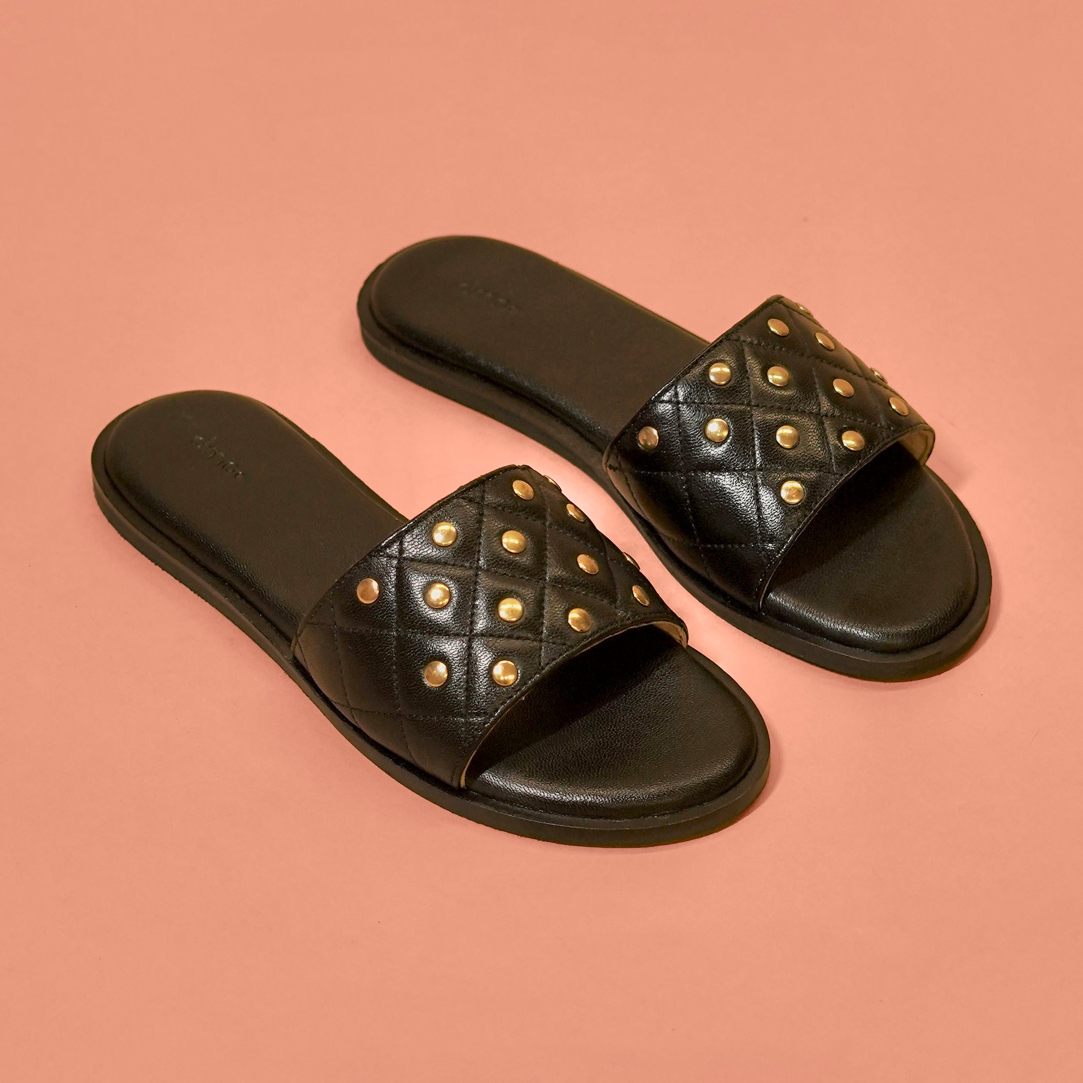 Pelle Trapunta Rivitto – Women’s Black Quilted Leather Slider