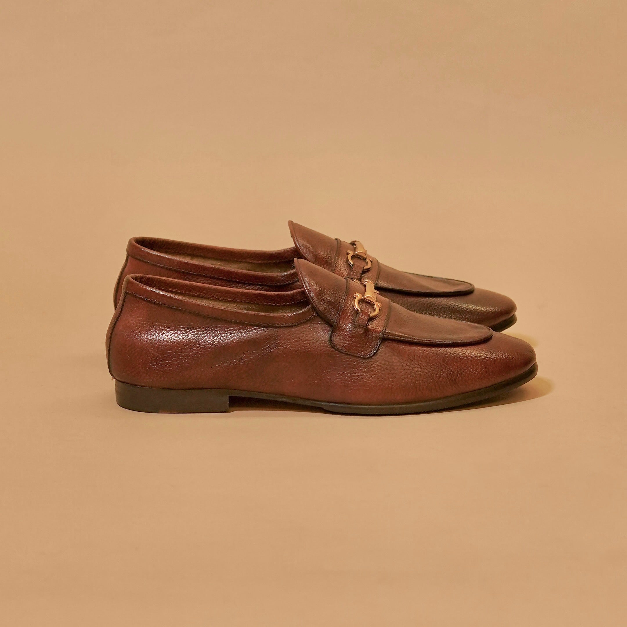 Flexo Bruno Oro – Brown Ultra-Flex Loafers with Golden Horse bit