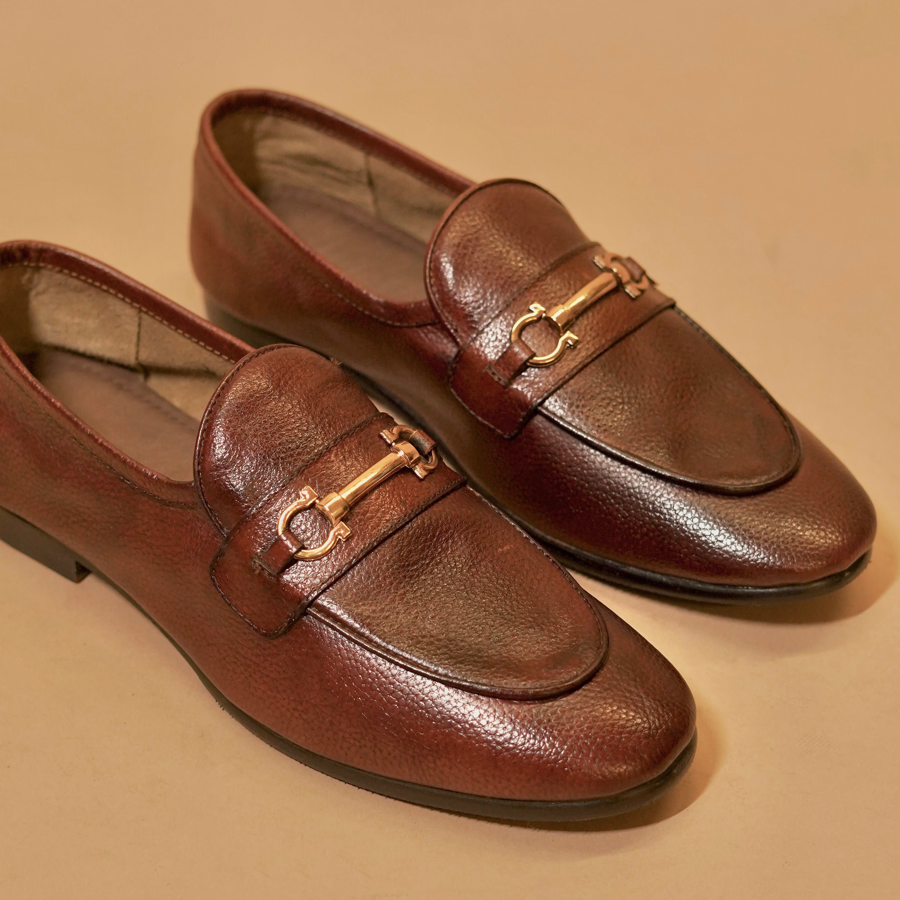 Flexo Bruno Oro – Brown Ultra-Flex Loafers with Golden Horse bit